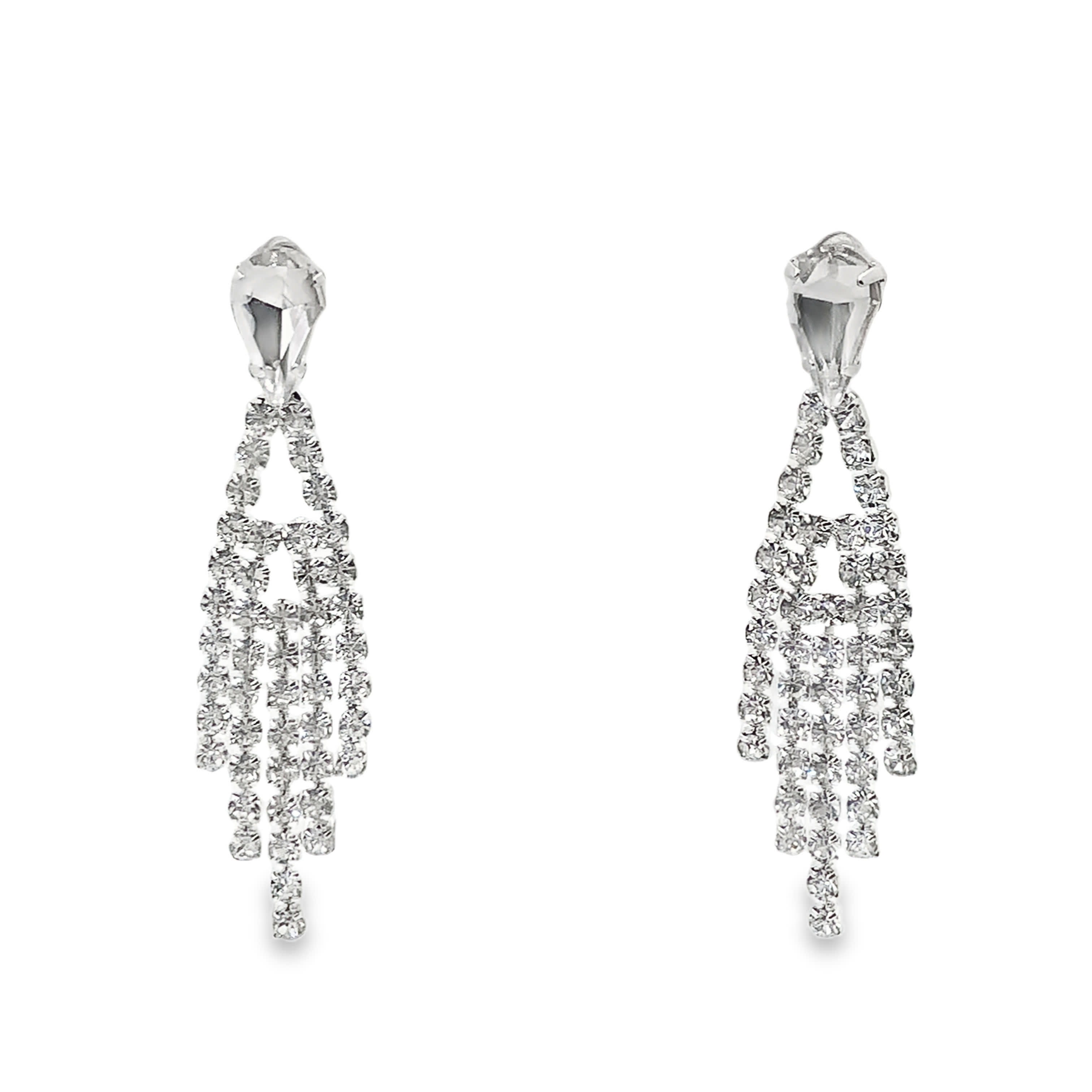 Olśniewające wiszące kolczyki z kryształkami w kolorze posrebrzanym