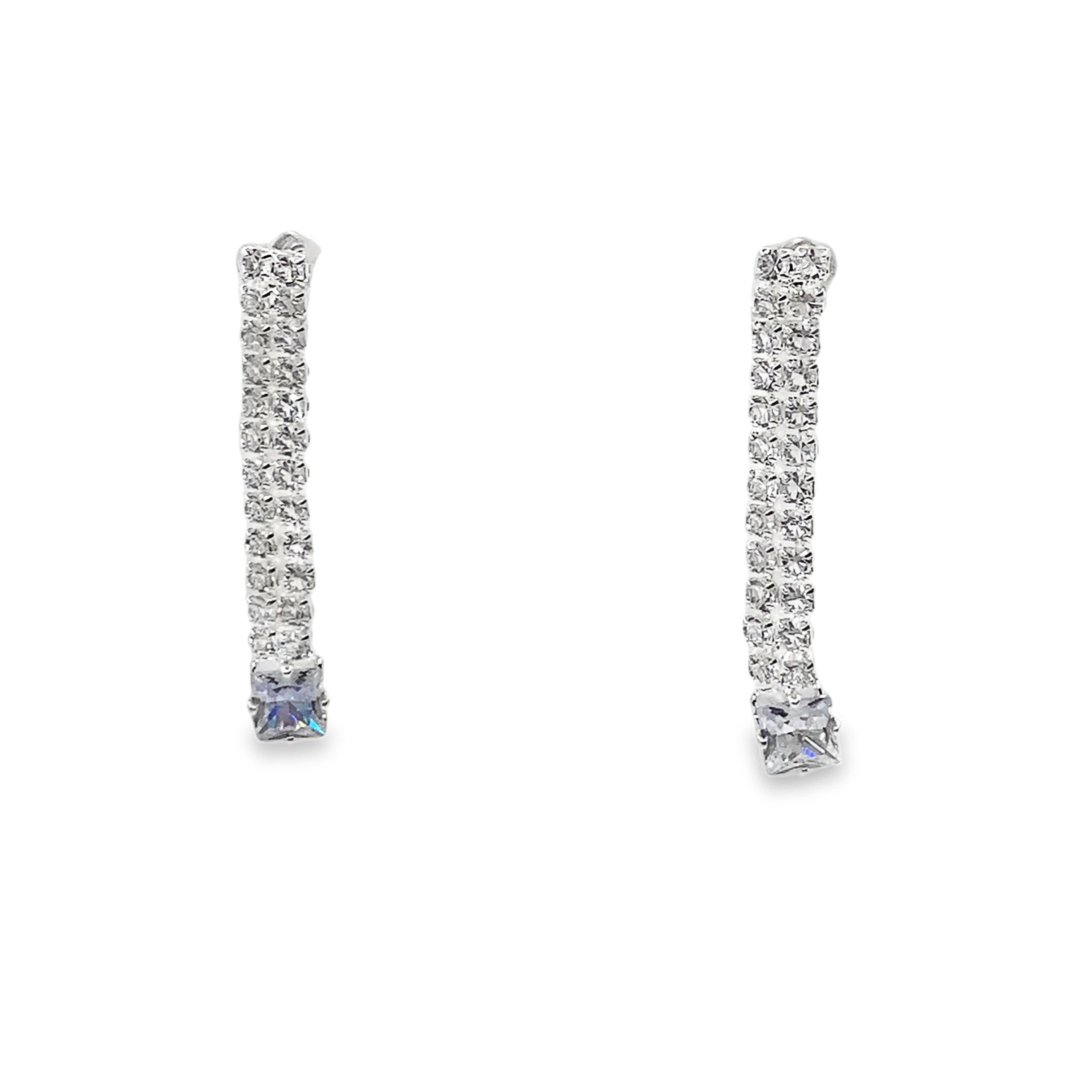 Posrebrzane wiszące kolczyki z niebieskimi kryształowymi akcentami