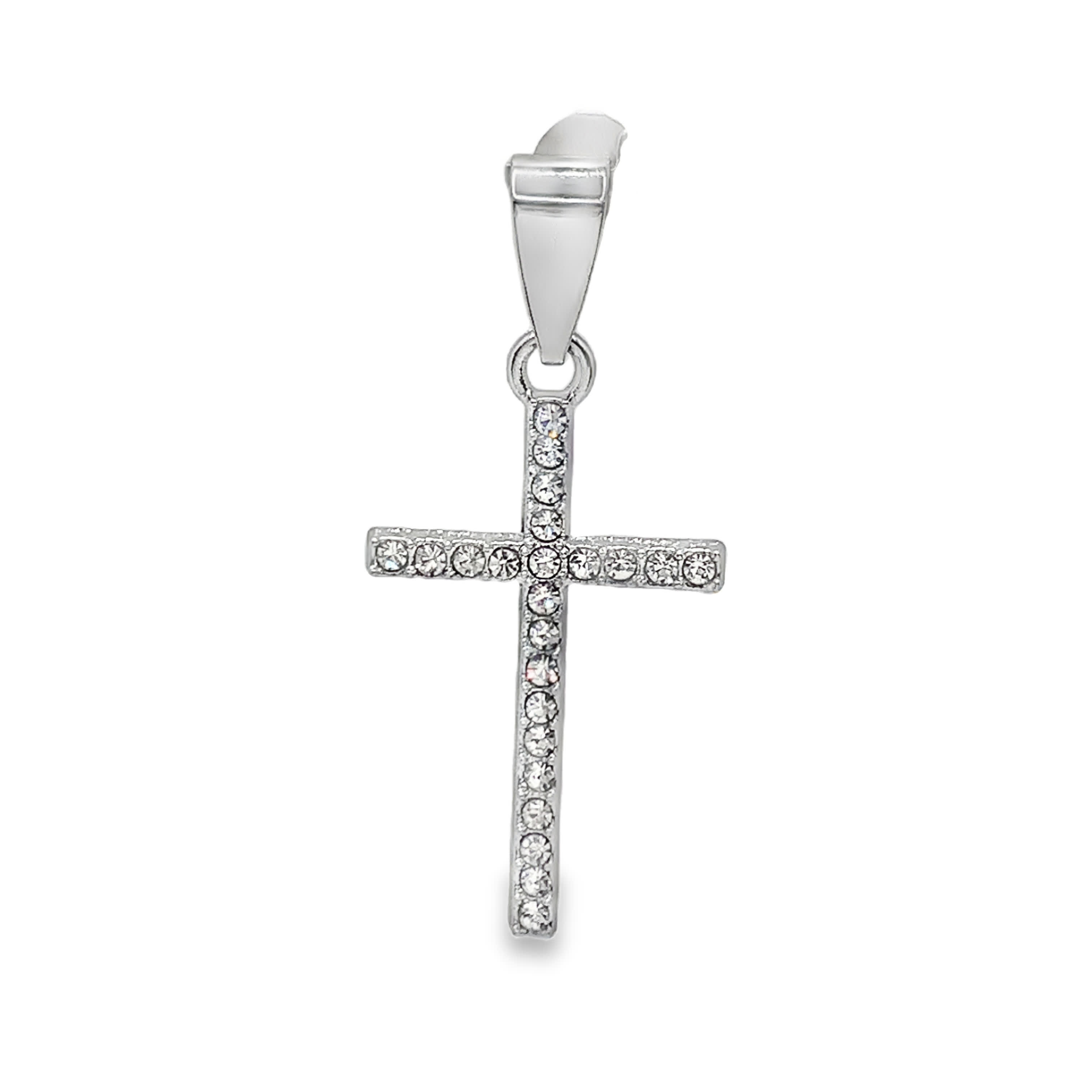 Posrebrzany krzyż z okrągłymi kamieniami