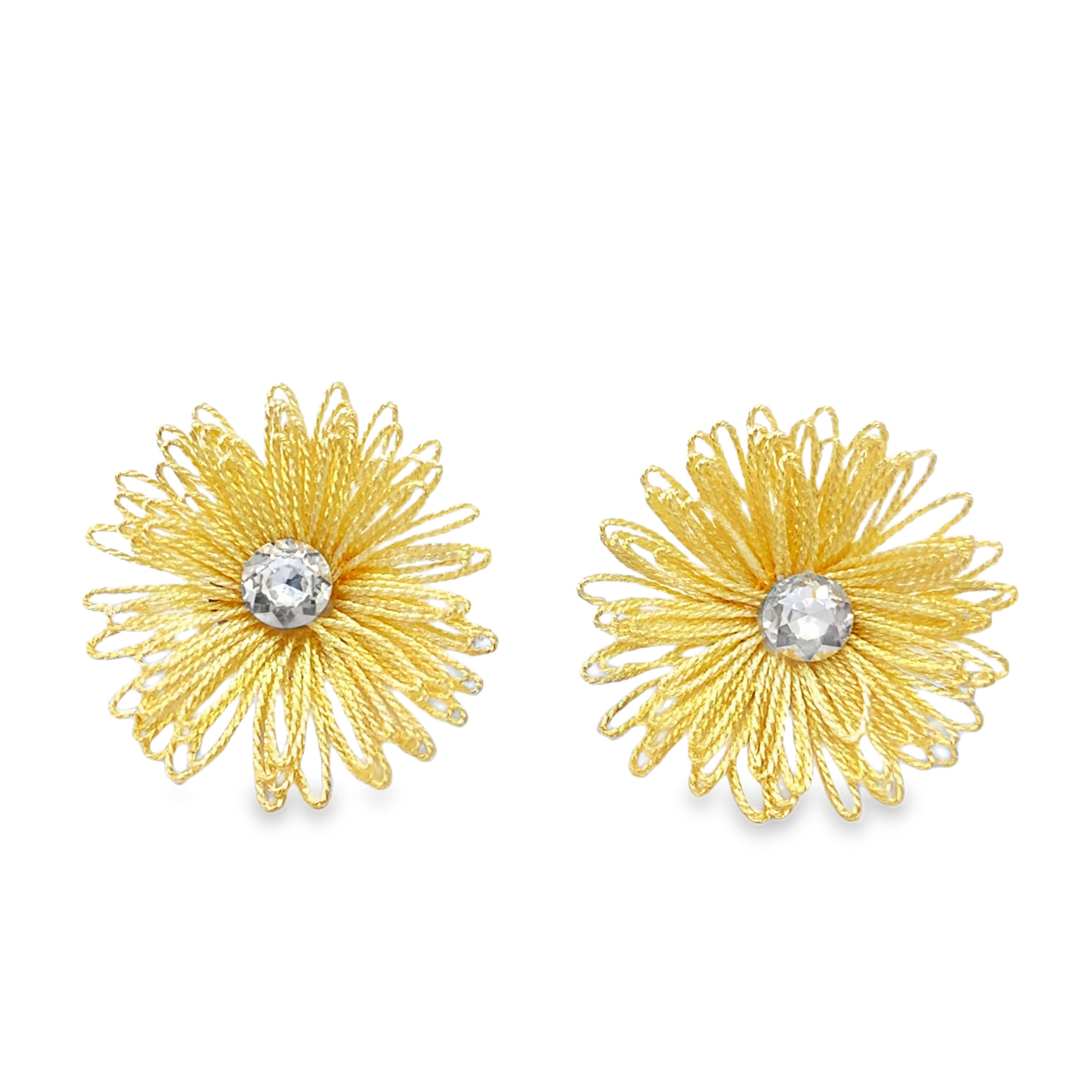 Kolczyki ze złoconej stali z okrągłym kamieniem