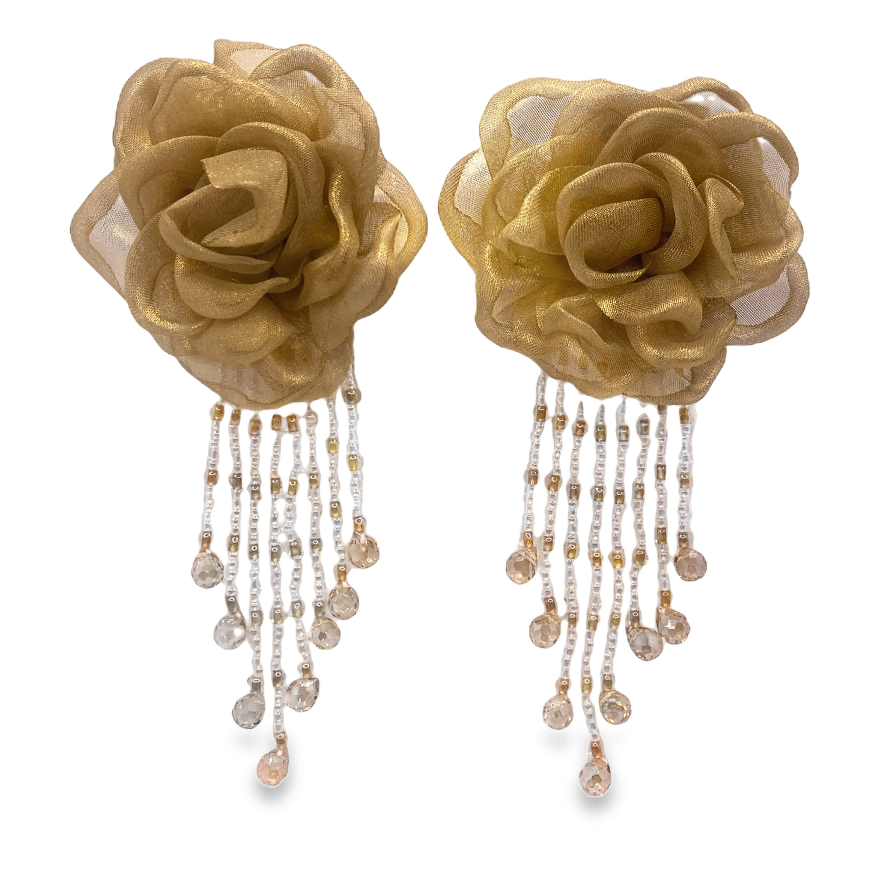 Kolczyki z żółtymi kryształkami i koralikami