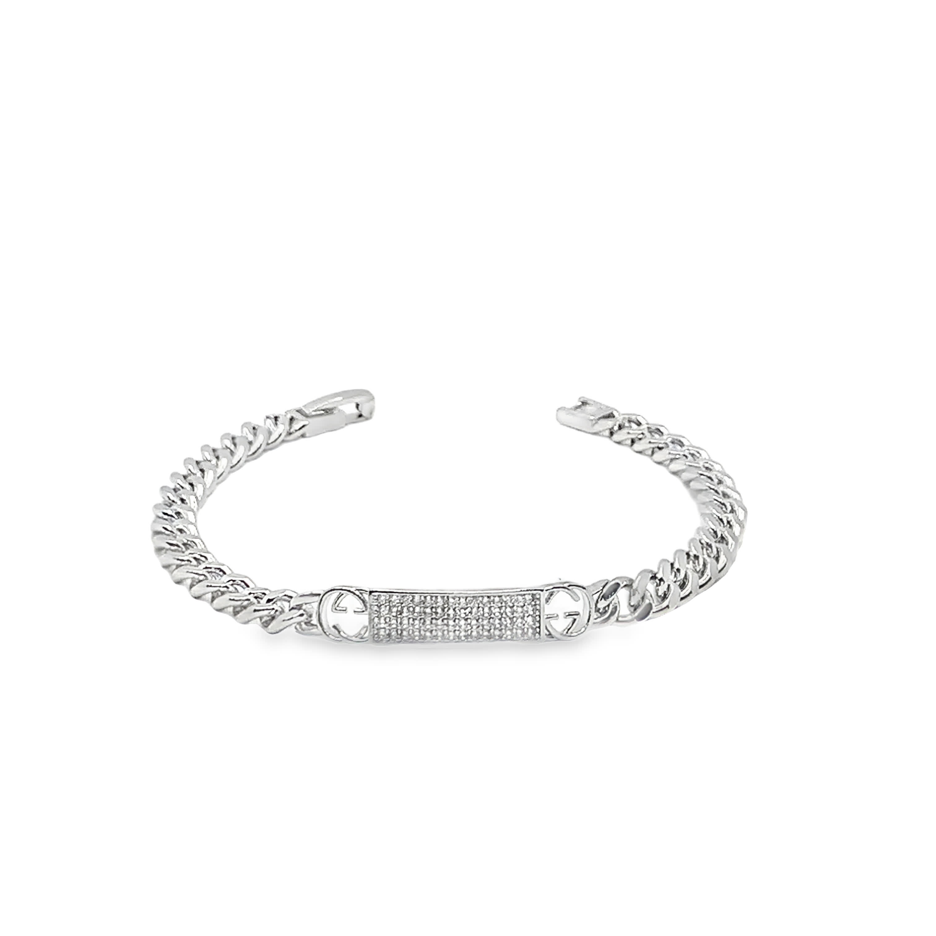 Bransoletka z białego złota z łańcuszkiem diamentowym