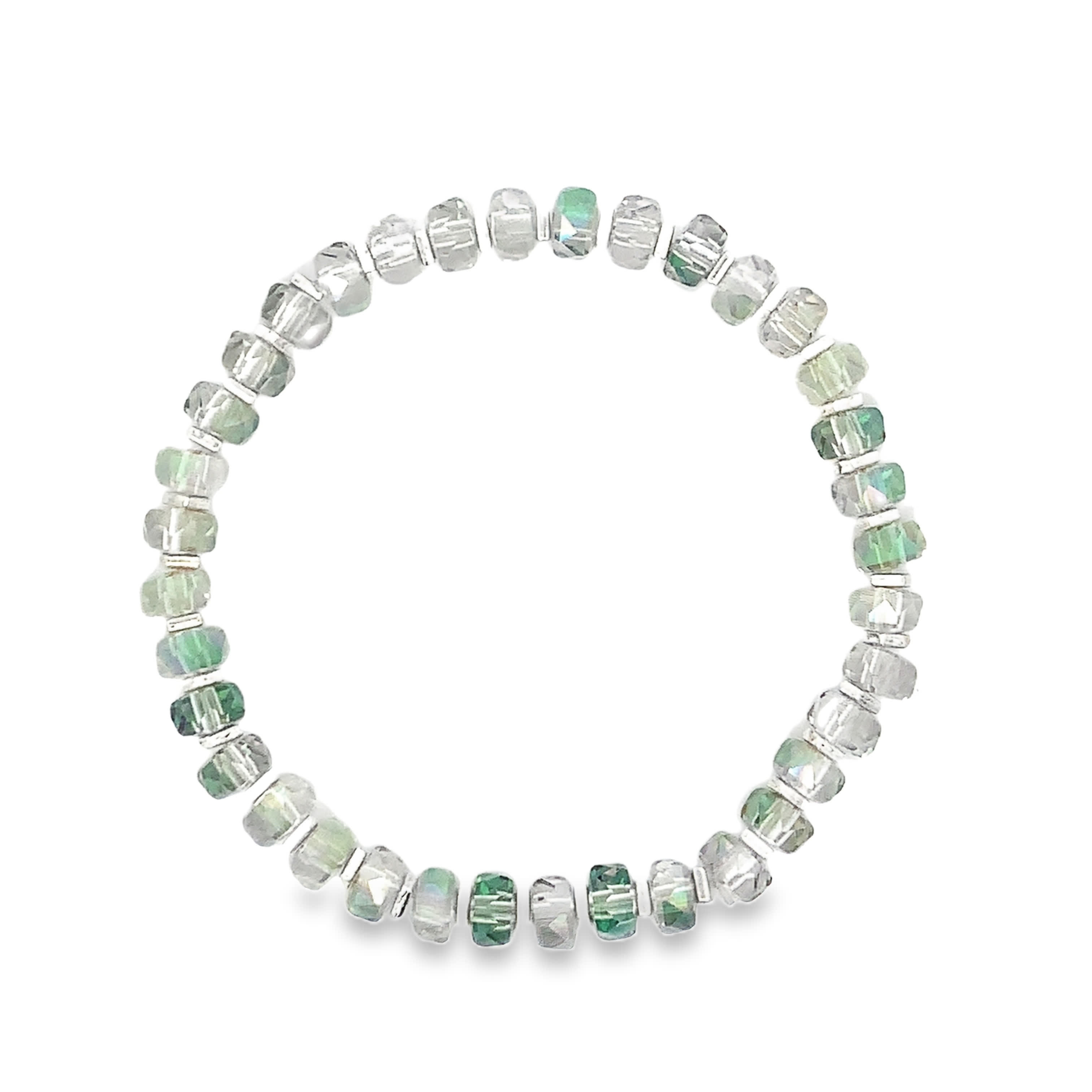 Bransoletka z zielonych kryształów z koralikami