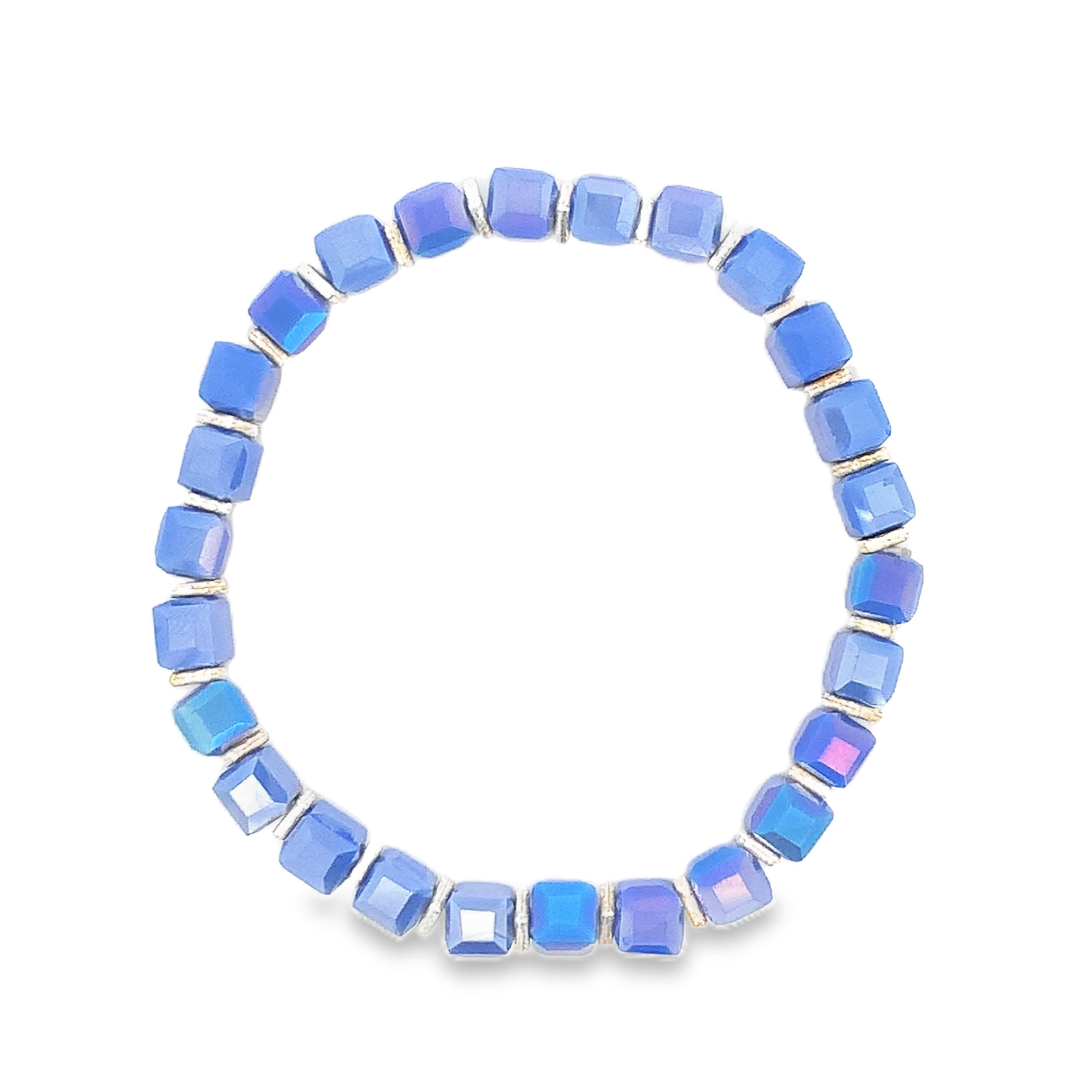 Bransoletka z niebieskich kryształowych kwadratowych koralików