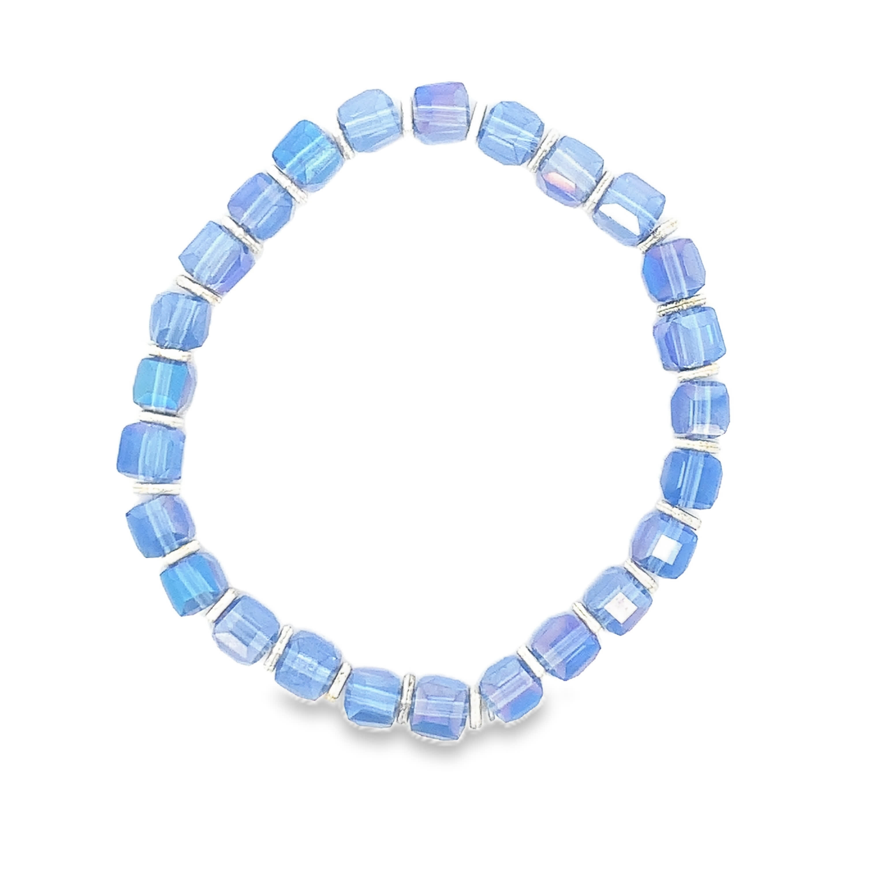 Jasnoniebieska kryształowa okrągła bransoletka z koralików