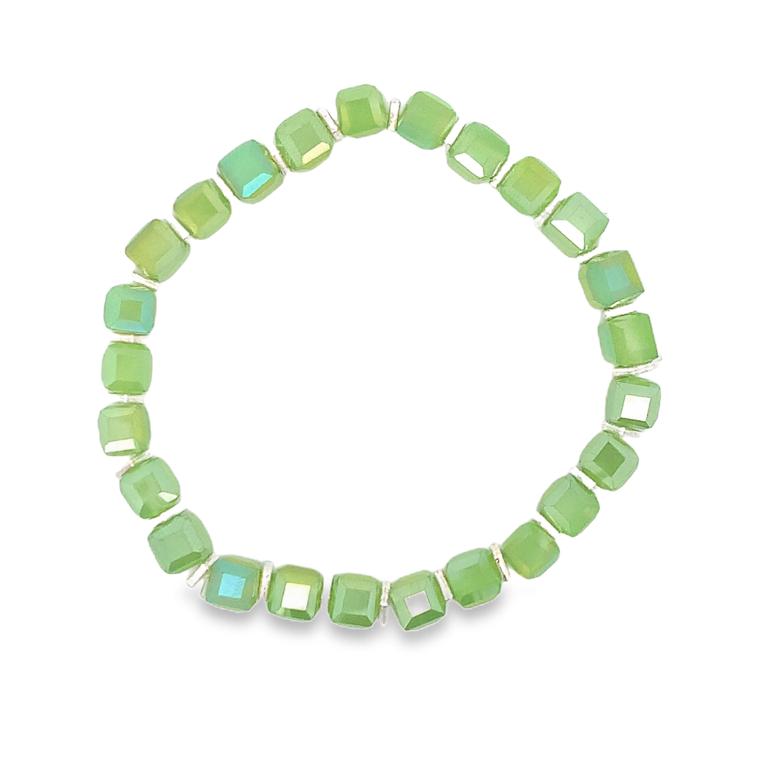 Bransoletka z koralików jadeitowych w kształcie kwadratowego kaboszonu