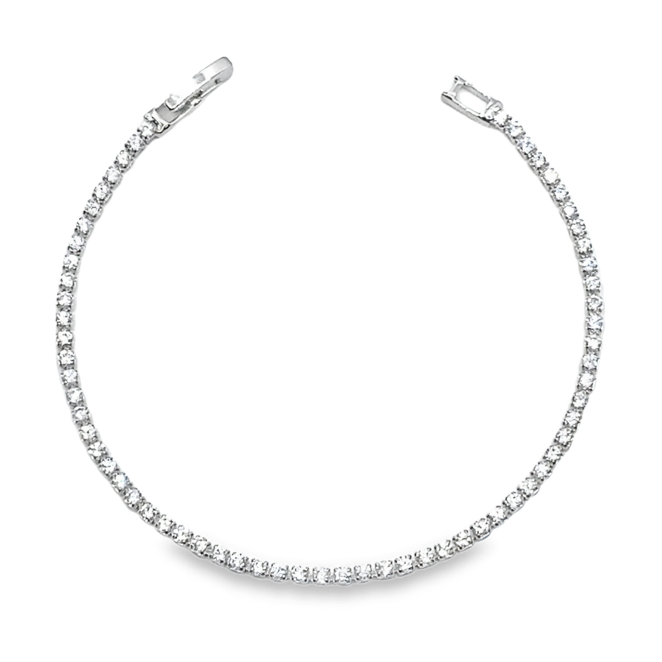 Elegancka srebrna bransoletka tenisowa z okrągłymi diamentami