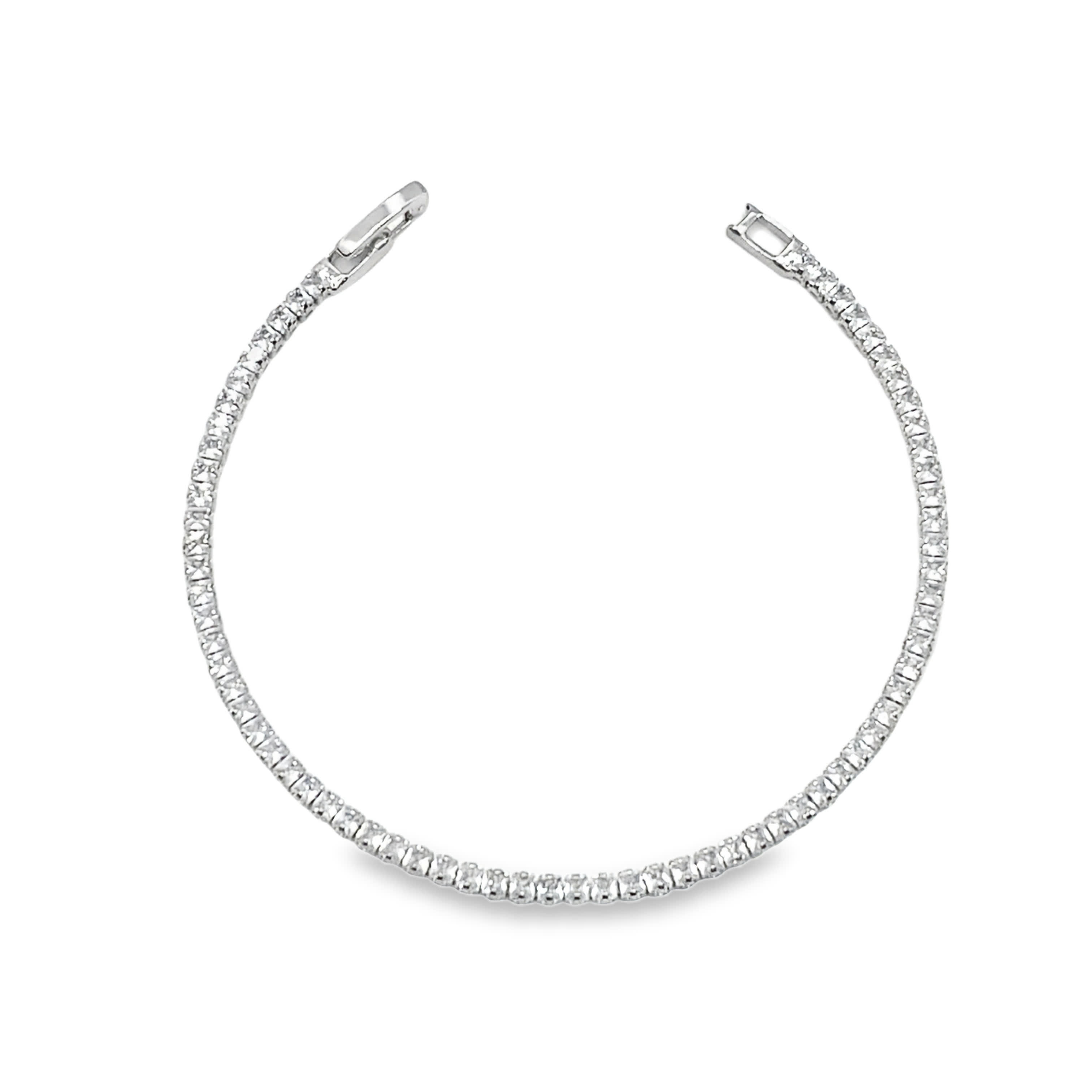 Bransoletka tenisowa z białego złota z diamentami