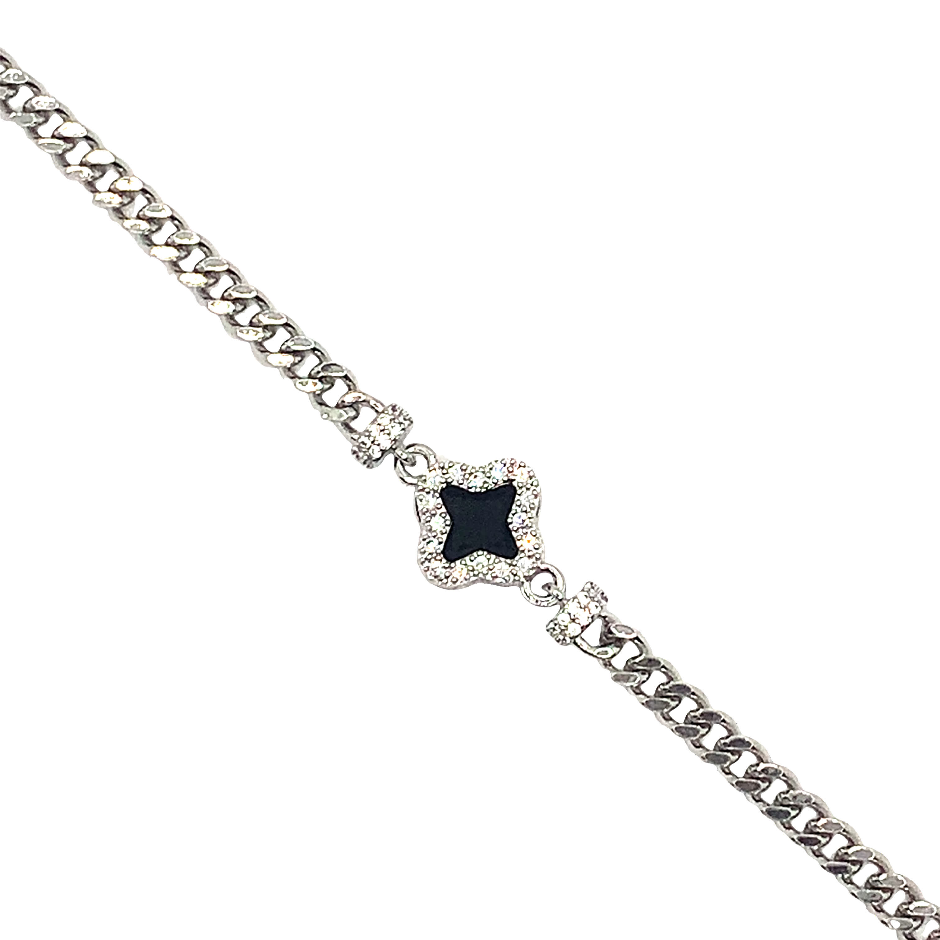 Bransoletka z łańcuszkiem ze srebra próby 925 z okrągłym szlifem diamentowym