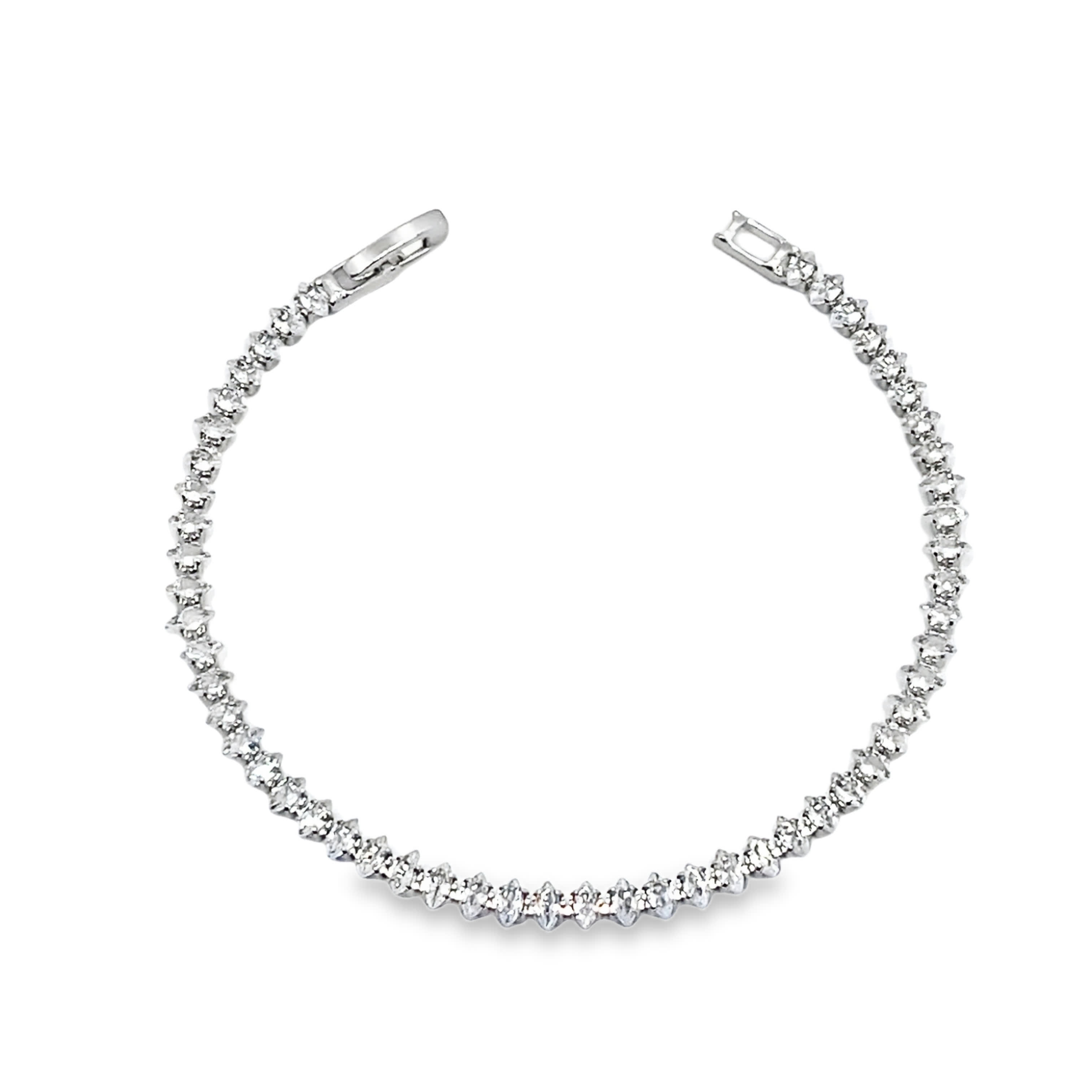 Bransoletka tenisowa Marquise Diamond z białego złota i srebra