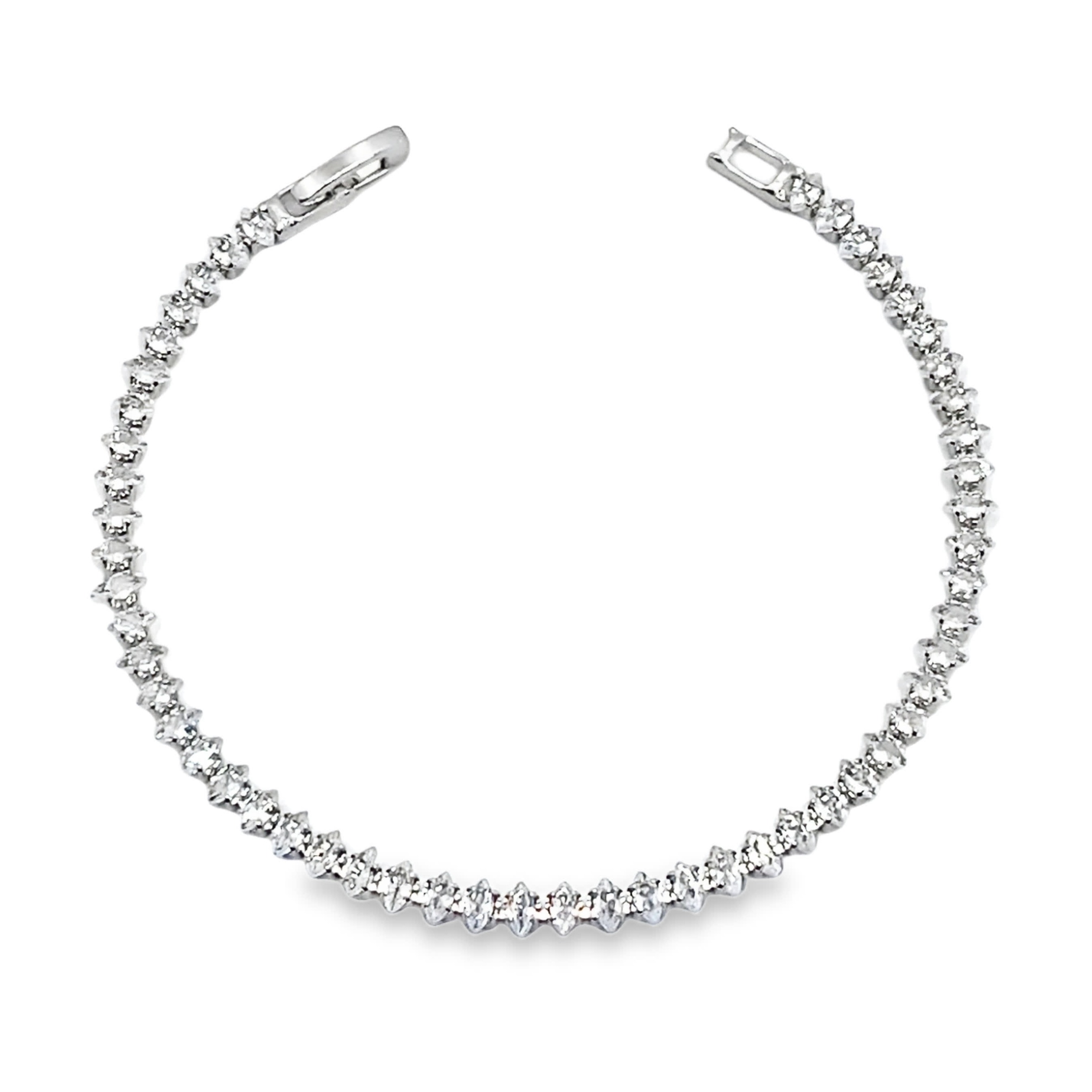 Bransoletka tenisowa Marquise Diamond z białego złota i srebra