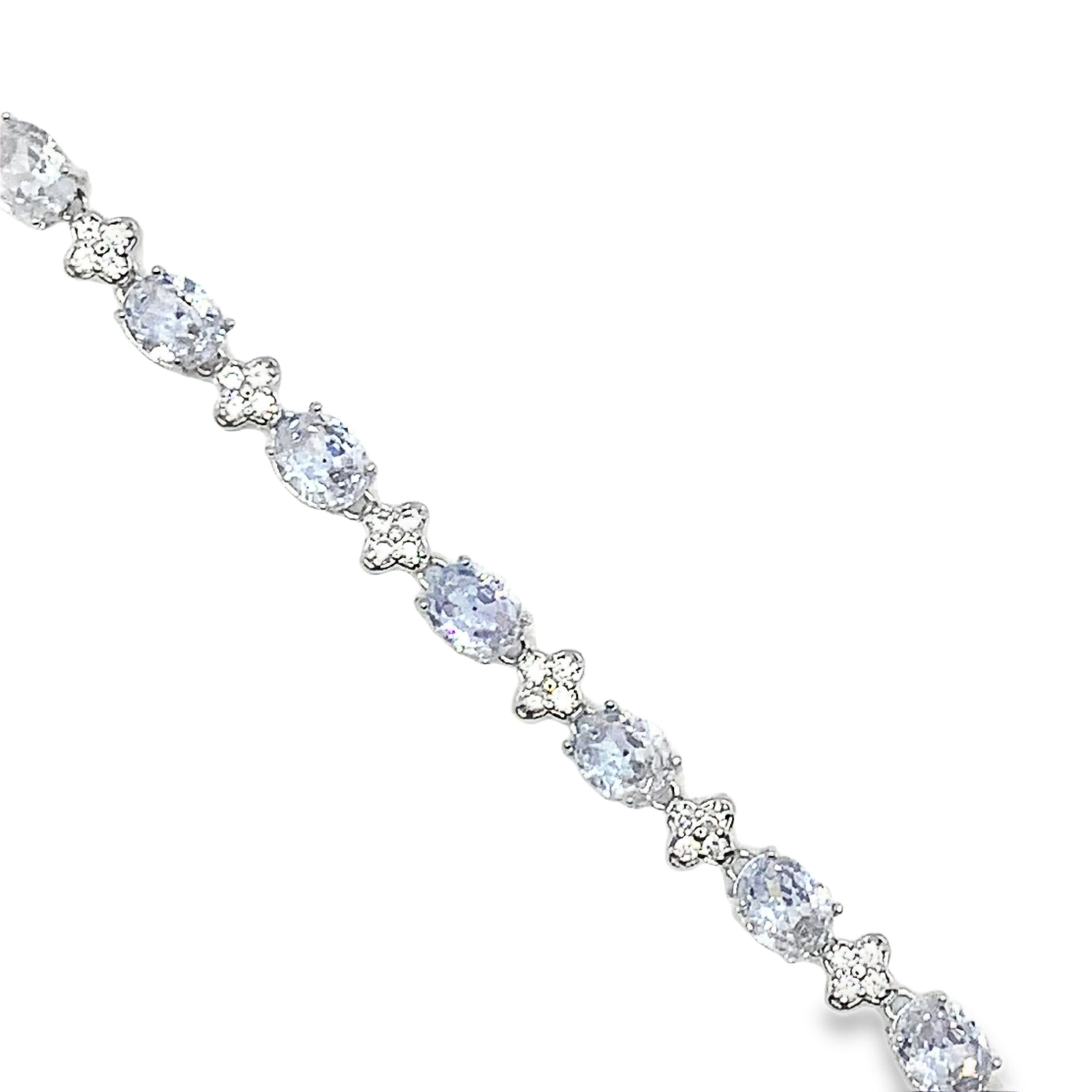 Bransoletka tenisowa ze srebra próby 925 z diamentami o szlifie owalnym