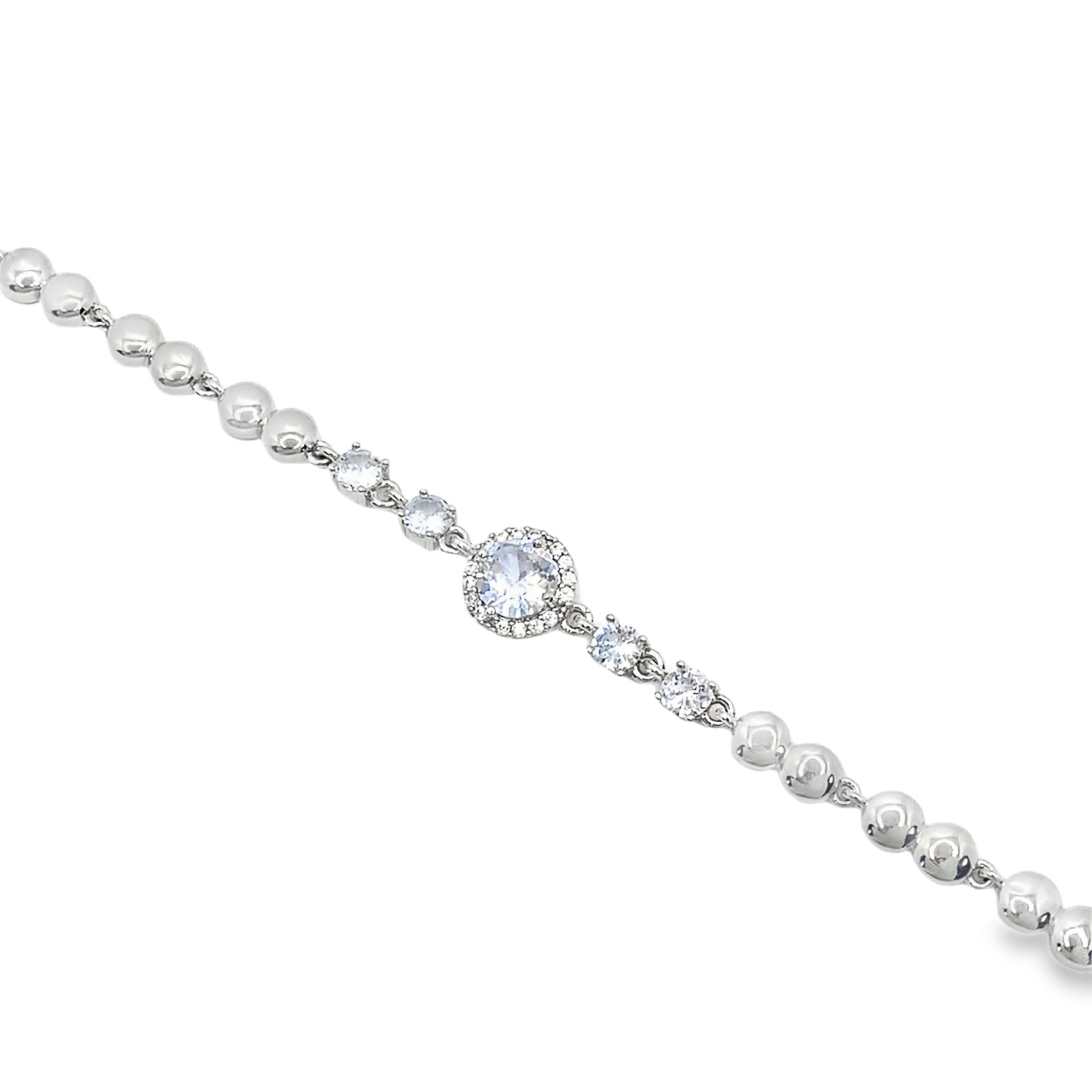 Bransoletka z łańcuszkiem ze srebra próby 925 z kryształem