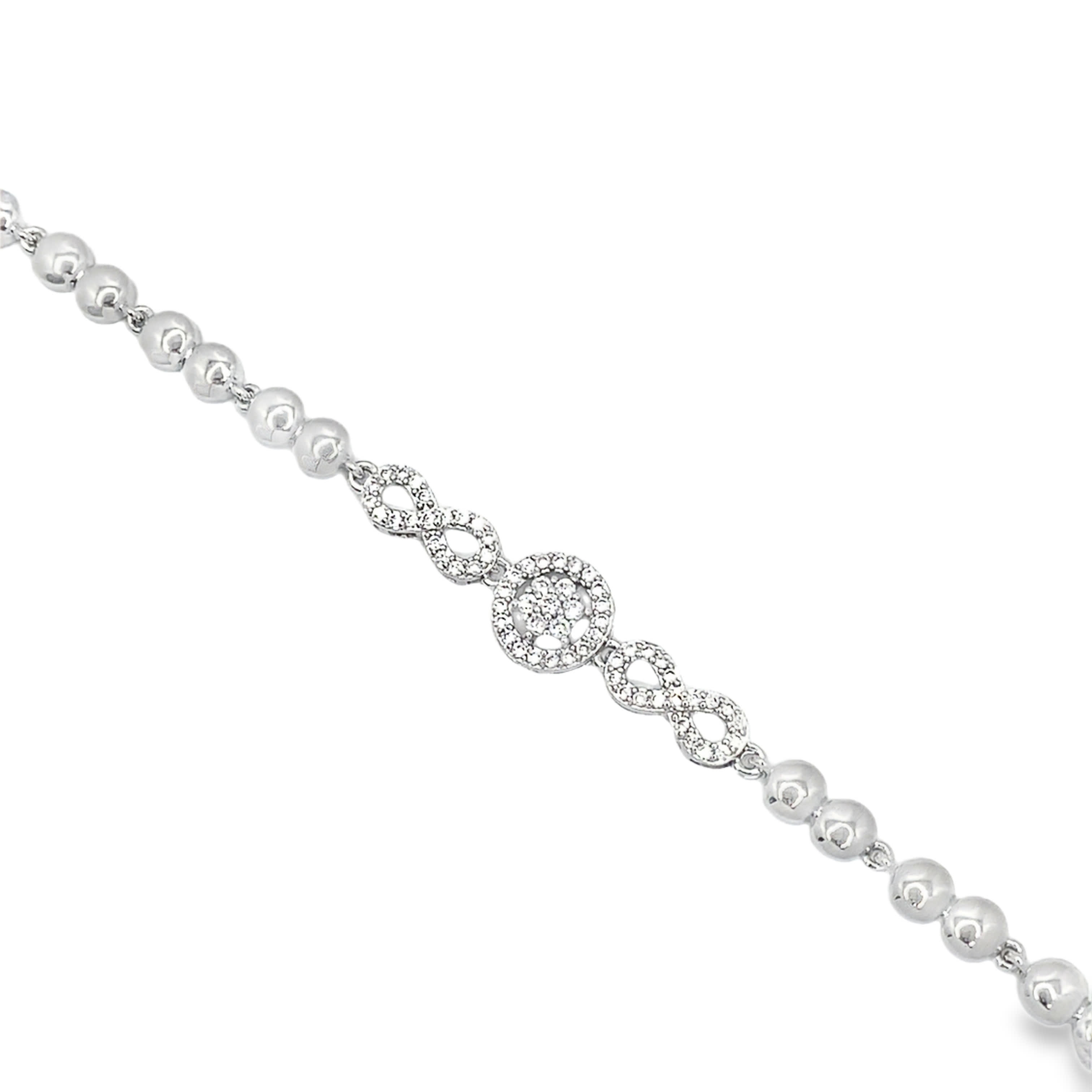 Bransoletka z łańcuszkiem z diamentami i nieskończonością ze srebra próby 925