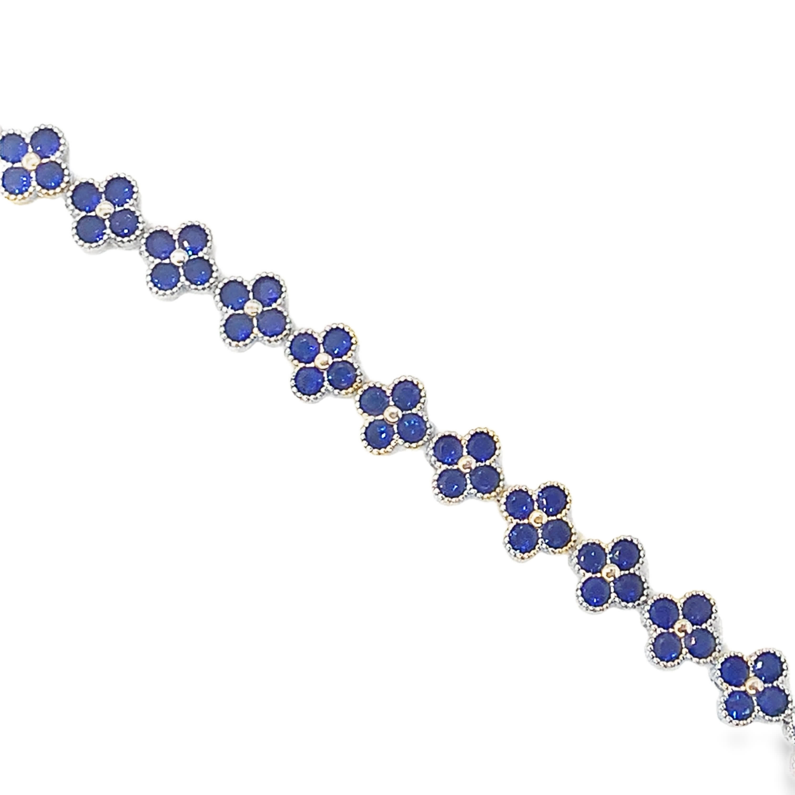 Bransoletka z łańcuszkiem w kolorze żółtego złota i szafirowego koloru królewskiego