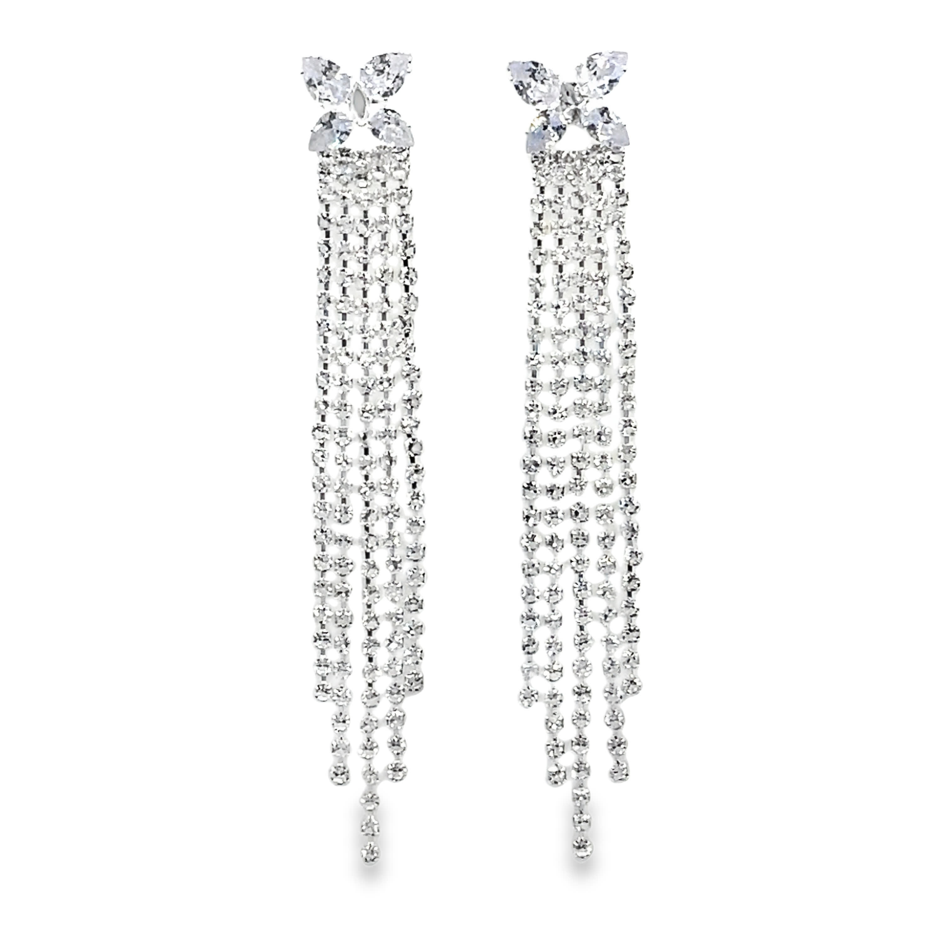 Kolczyki wiszące Crystal Cascade w wykończeniu z białego złota