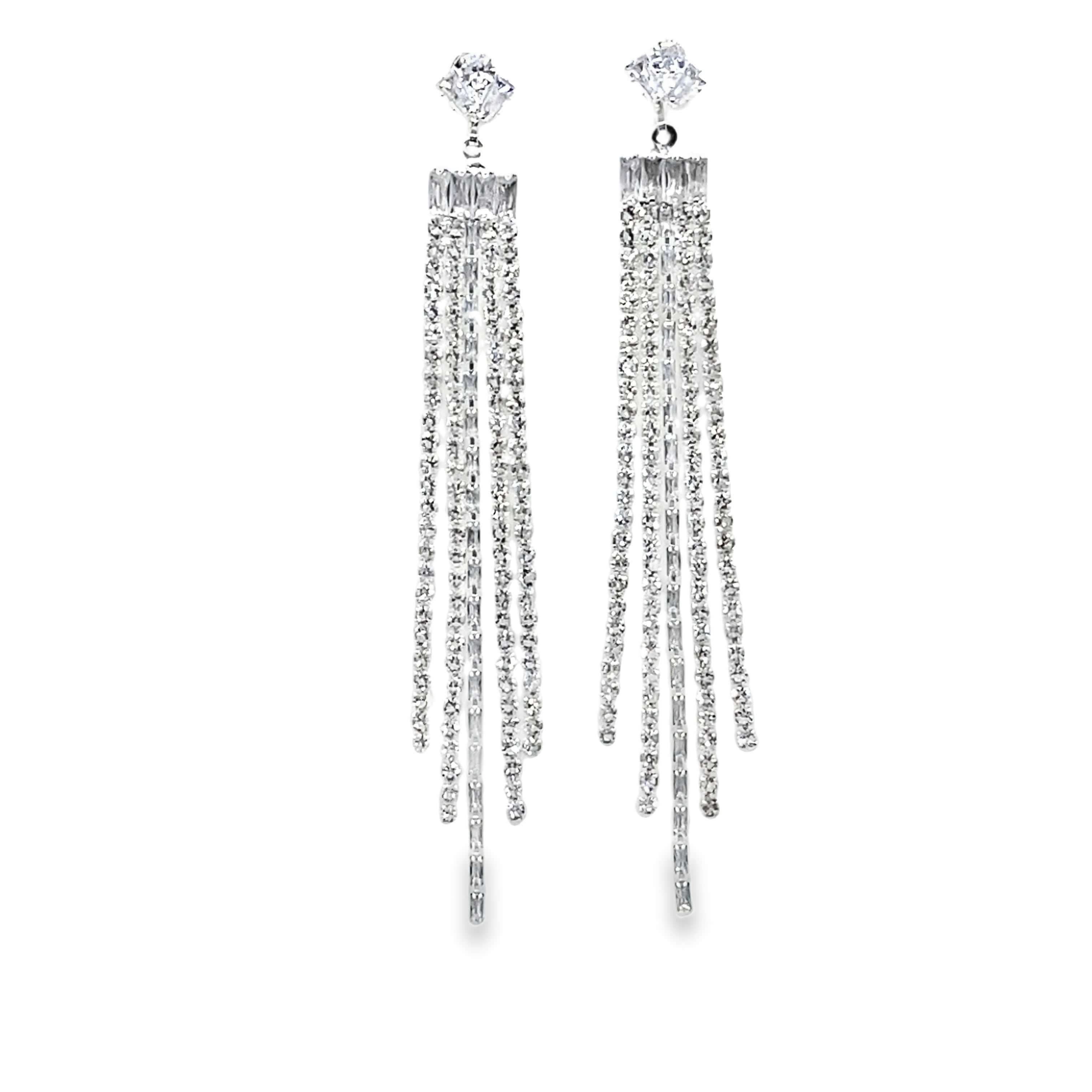 Kolczyki wiszące Crystal Cascade Silver