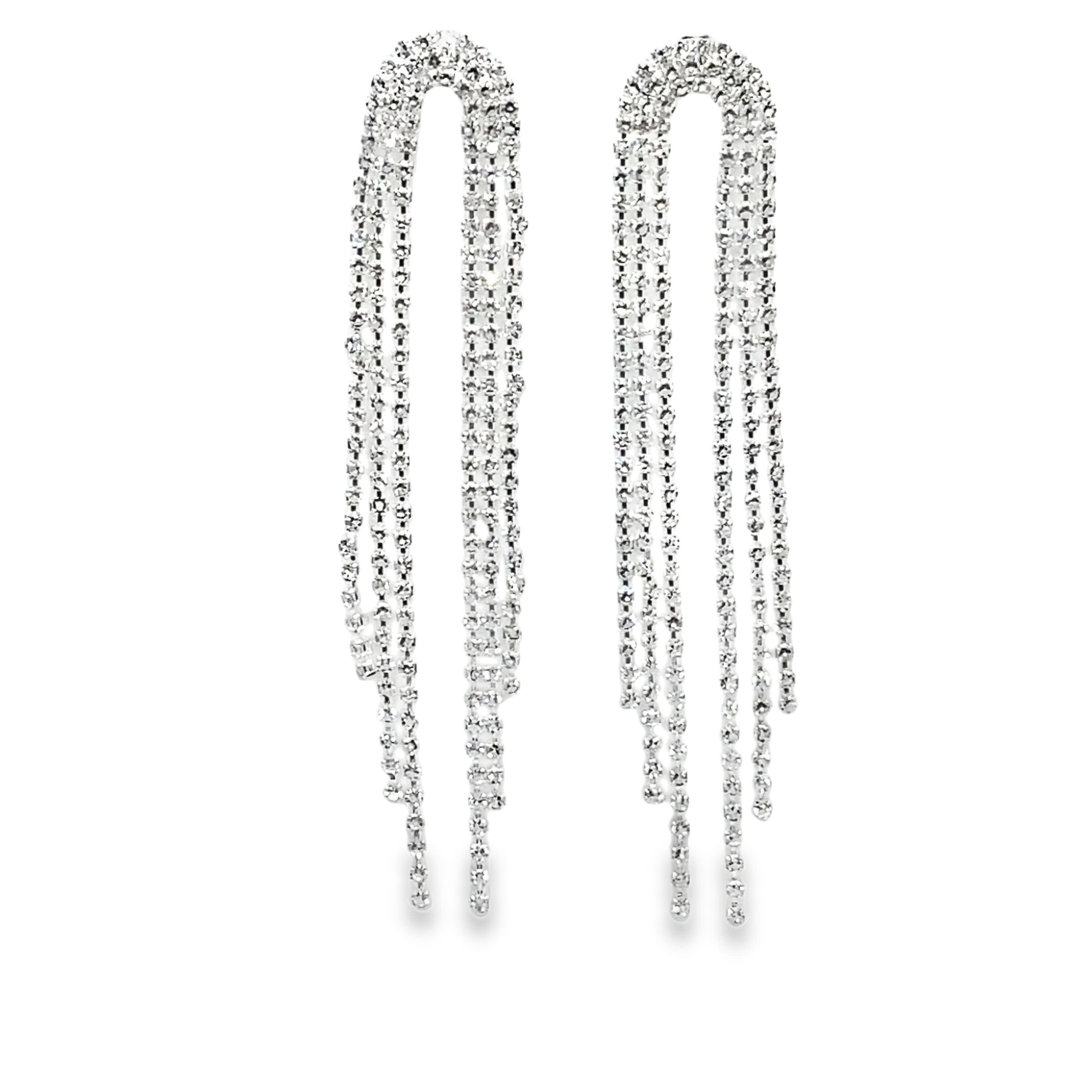 Kolczyki z kryształkami w kształcie kaskady w srebrze platerowanym białym złotem