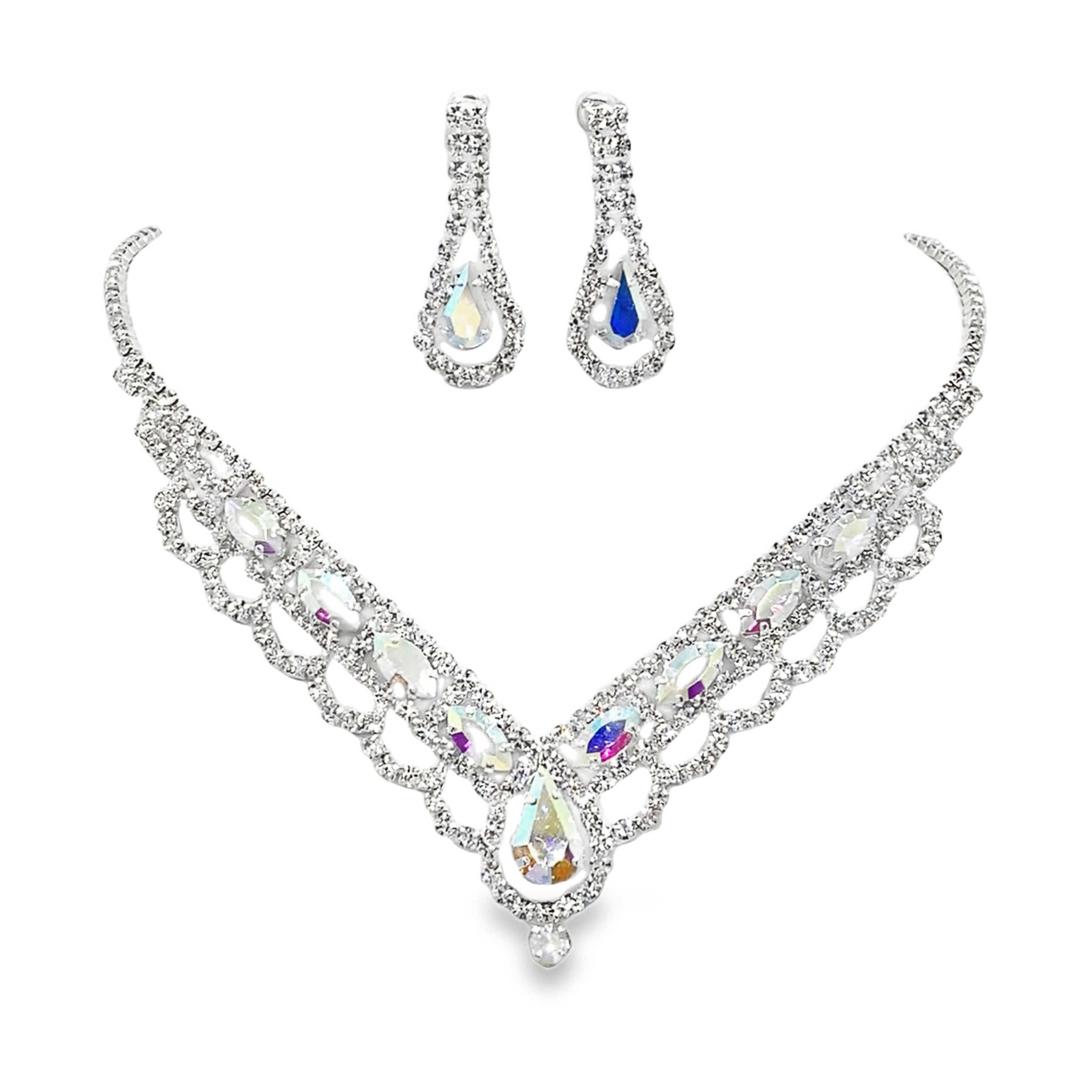 Elegancki naszyjnik z kryształkami i diamentami w srebrze