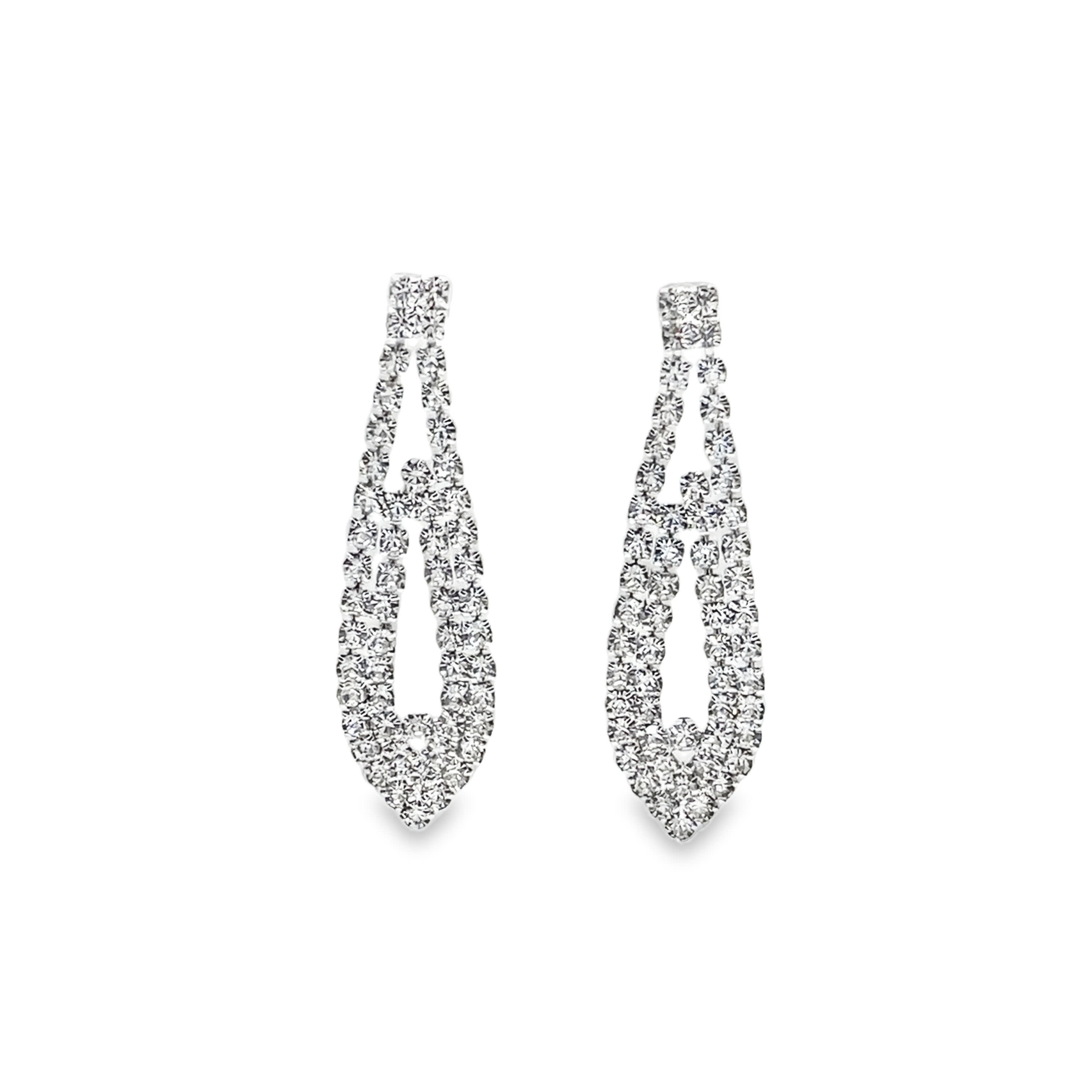 Olśniewające wiszące kolczyki z kryształkami w odcieniu białego złota