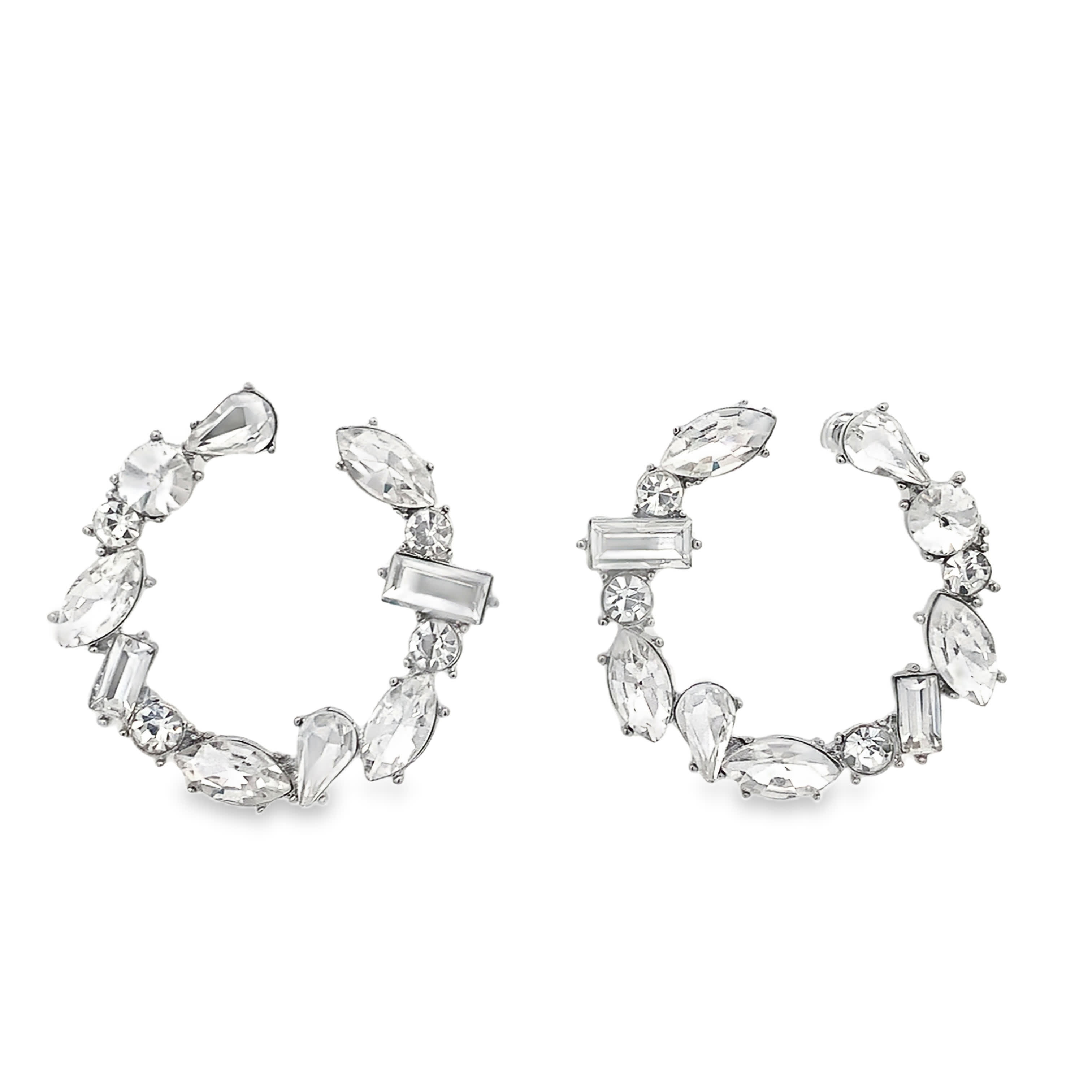 Srebrne kolczyki koła z kryształami