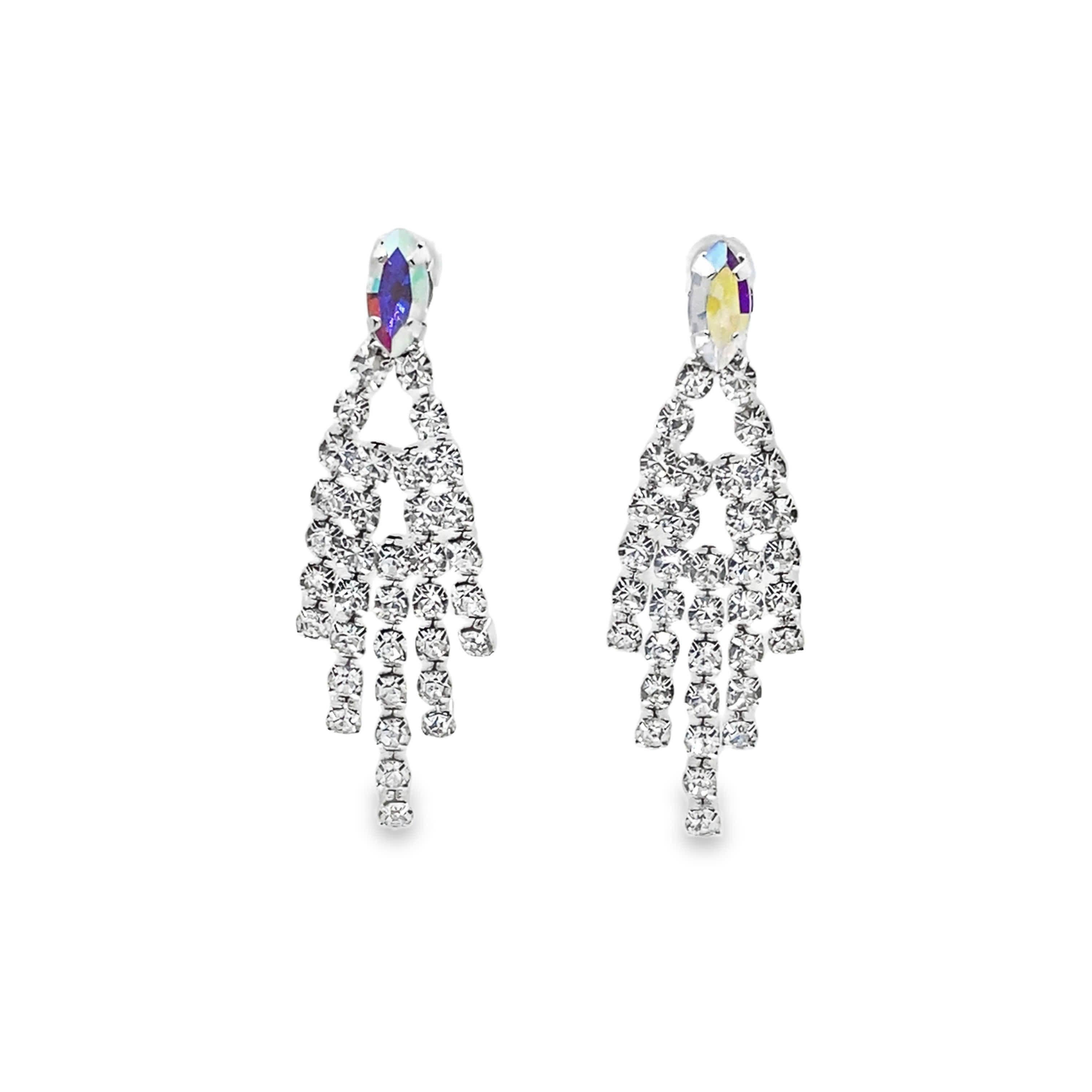 Kolczyki wiszące z białego złota z niebieskim kryształowym kaboszonem