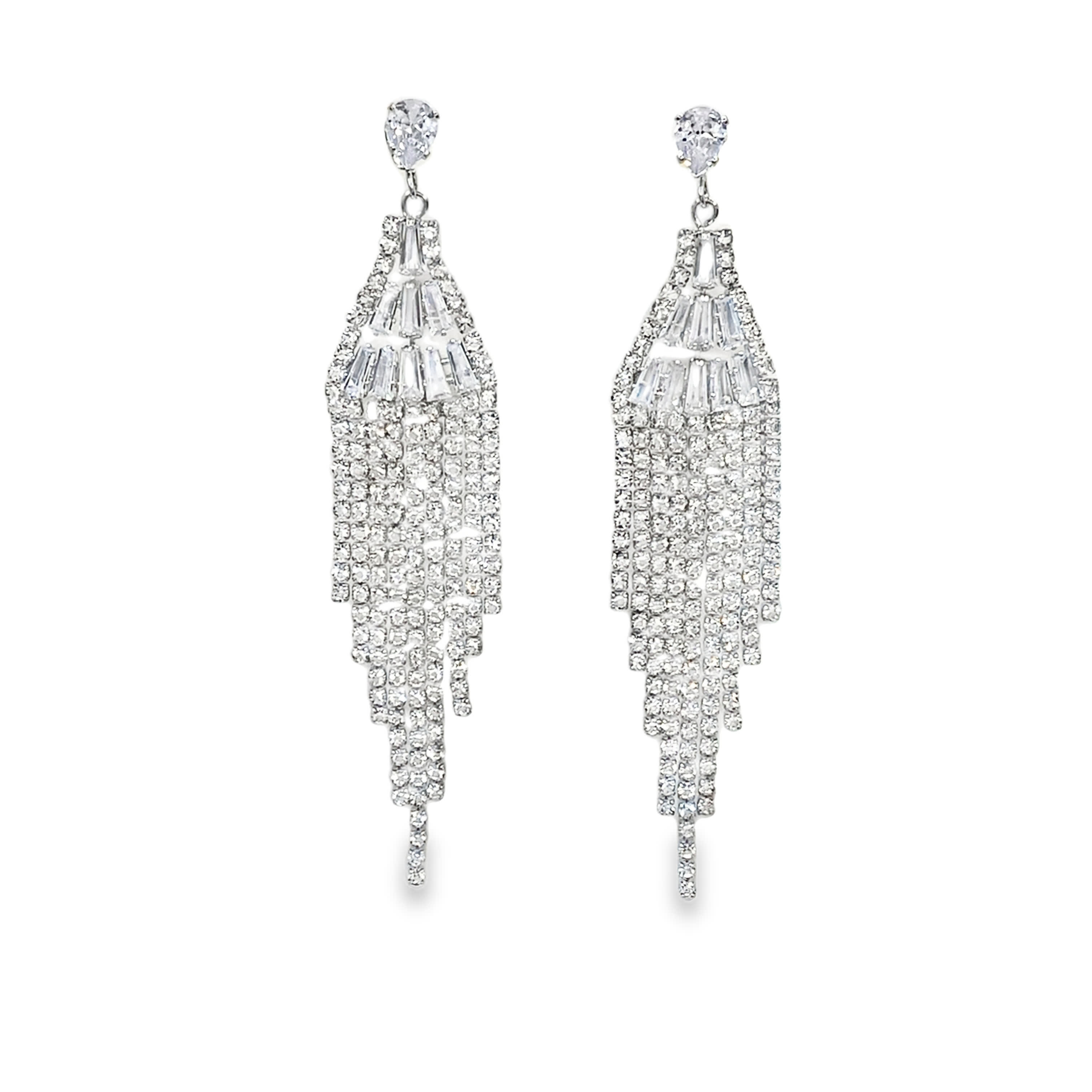 Eleganckie wiszące kolczyki z kryształkami ze srebra próby 925