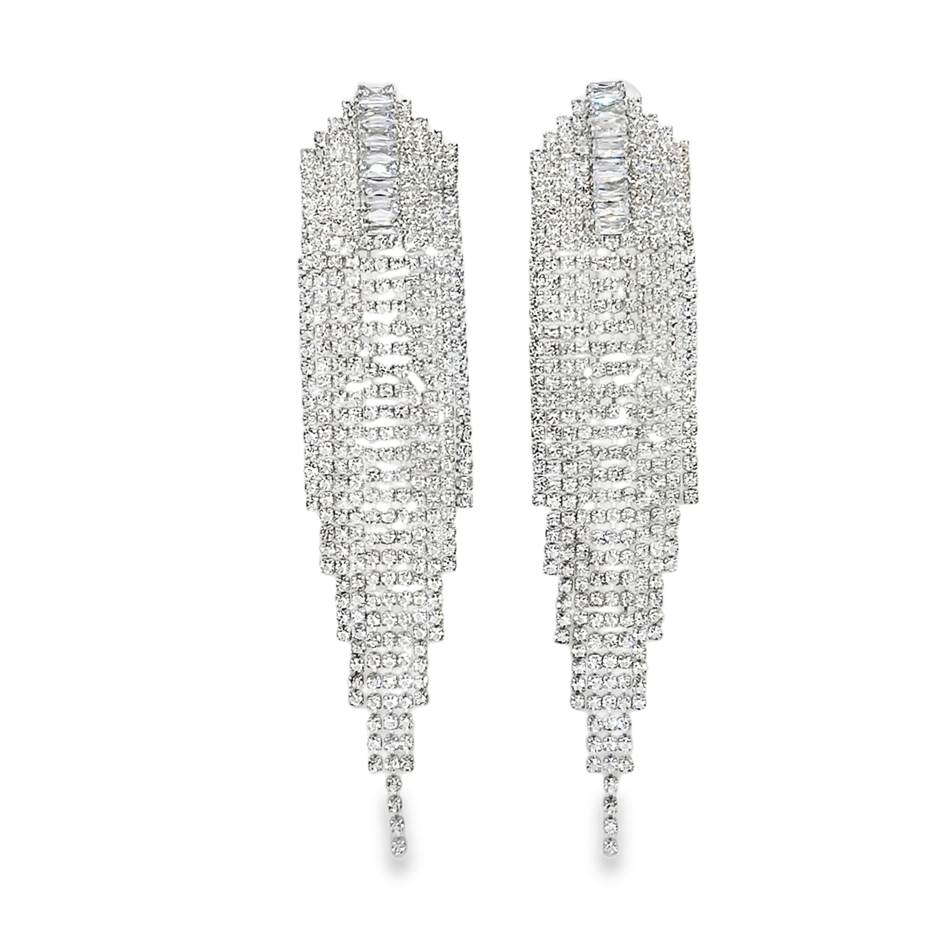 Kolczyki wiszące Crystal Cascade w oprawie z białego złota