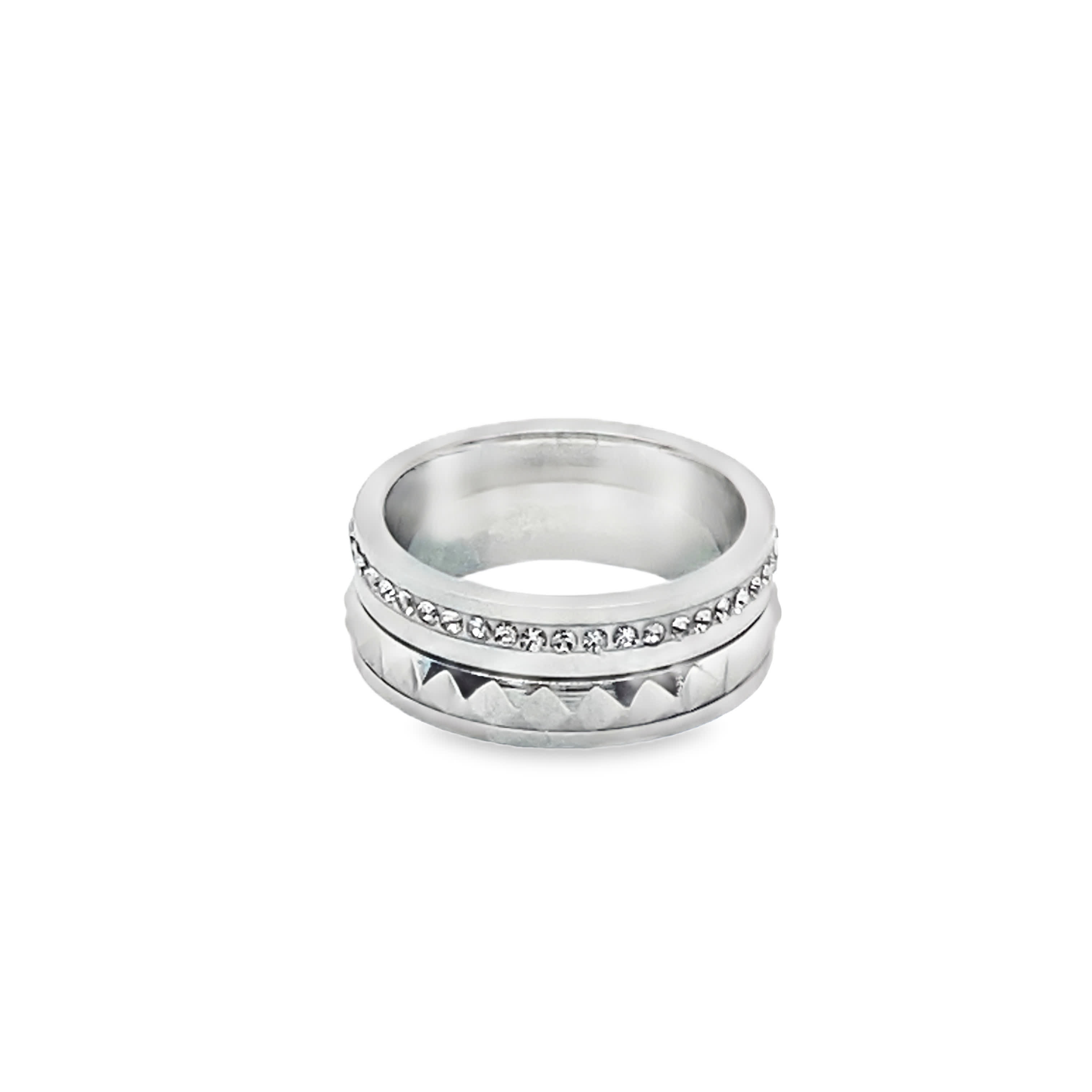 Pierścionek ze srebra i białego złota z okrągłym diamentem