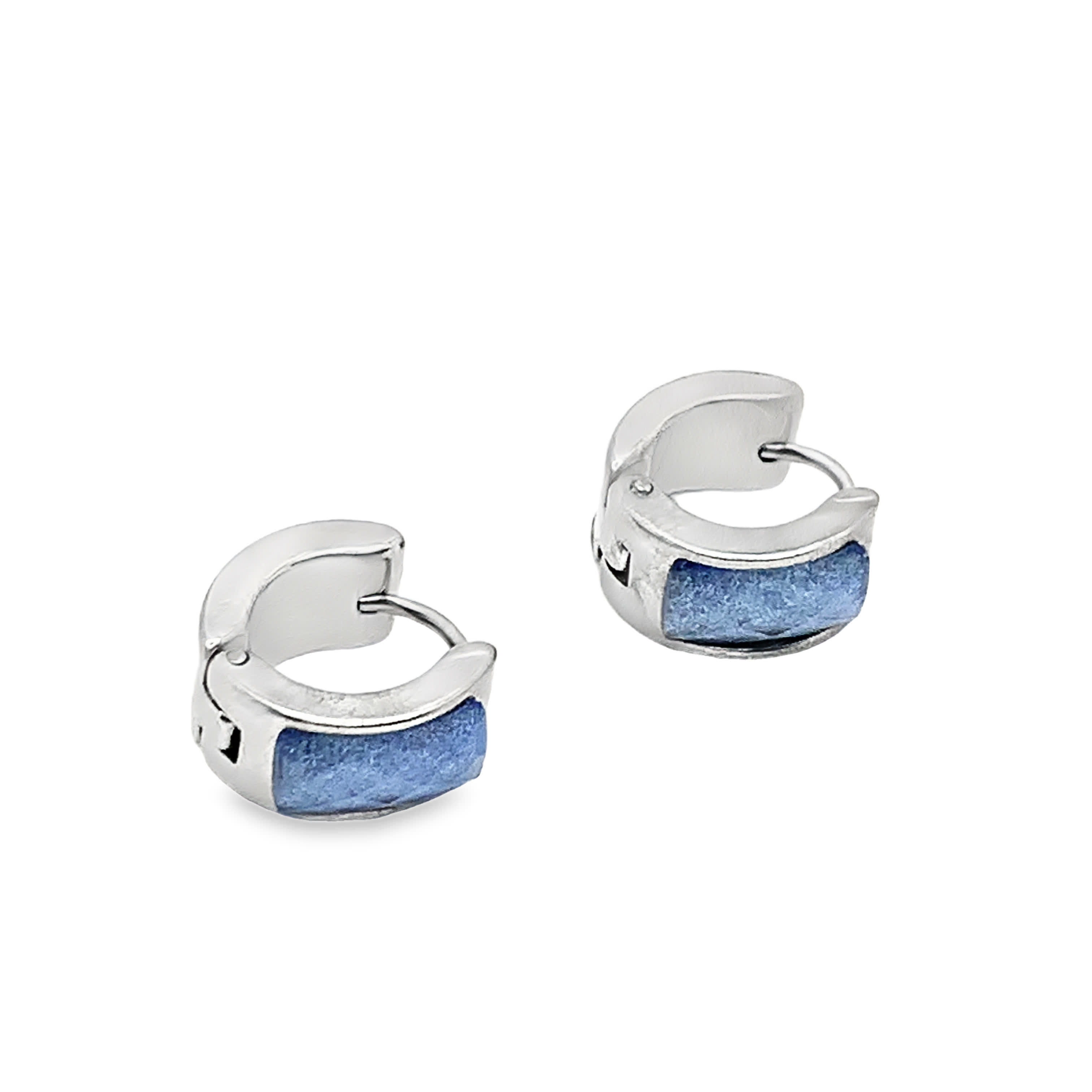 Kolczyki koła ze srebra platerowanego białym złotem z lapis lazuli