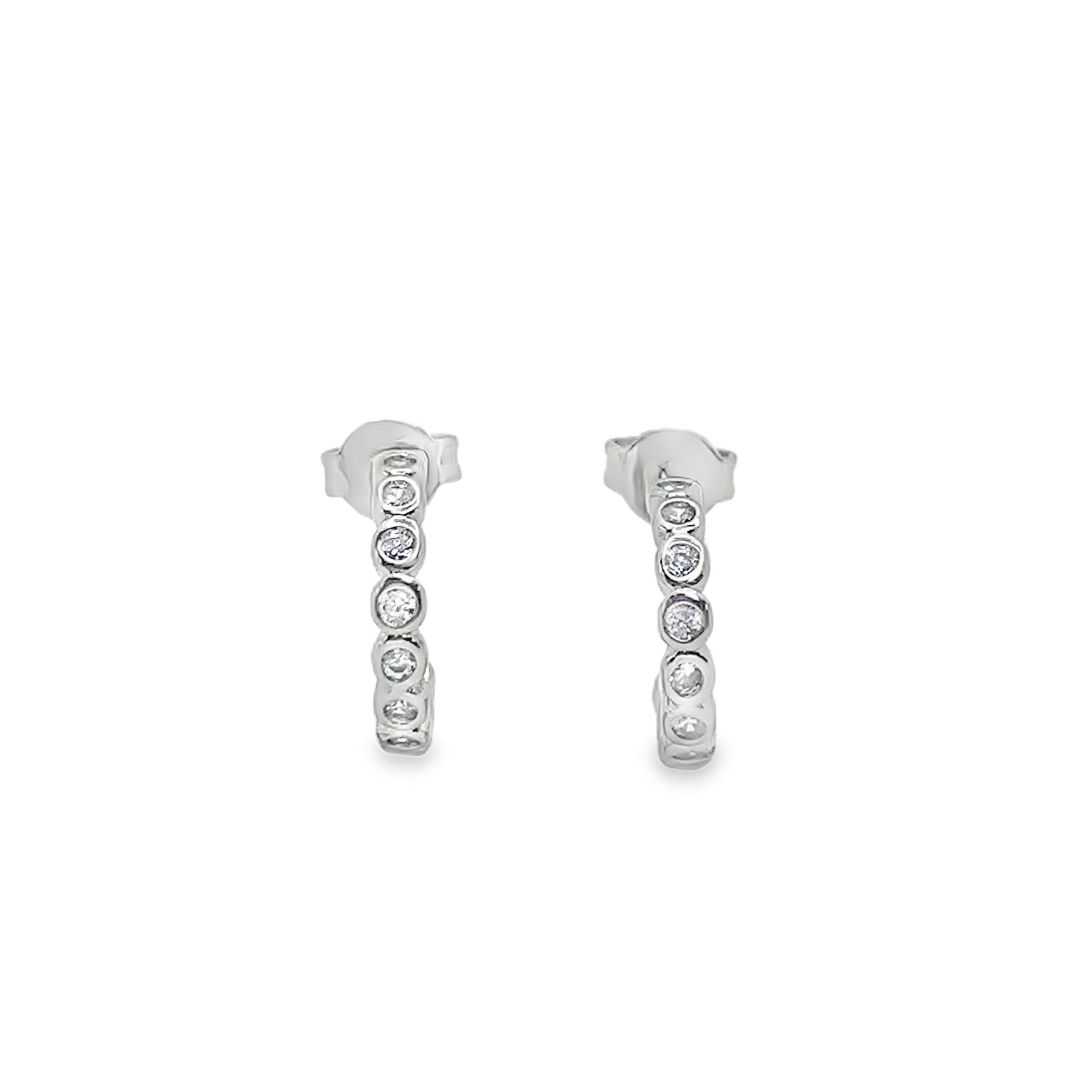 Kolczyki kółka z metalu i metalu z okrągłymi cyrkoniaami