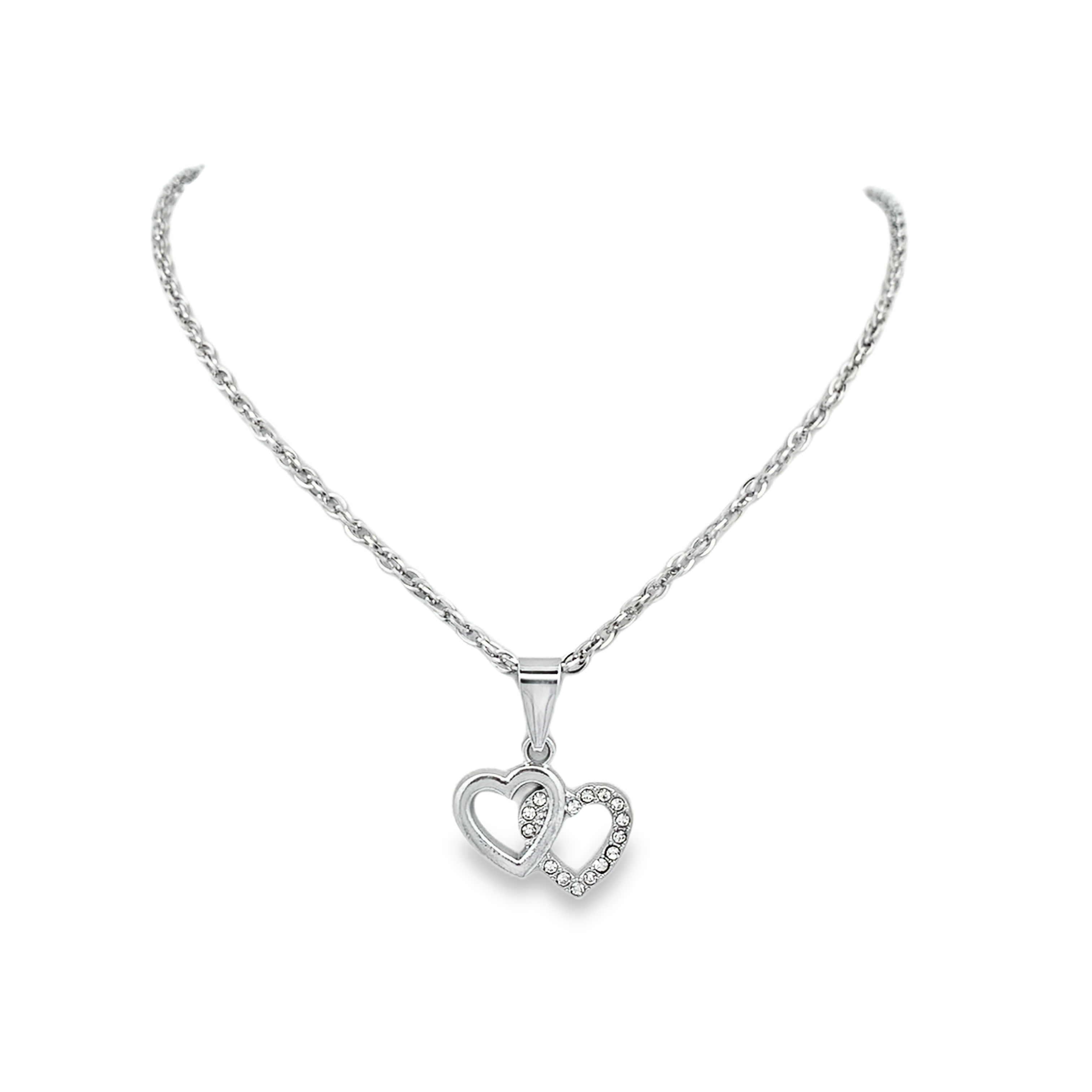 Naszyjnik charms z posrebrzanego metalu z okrągłymi cyrkoniami o szlifie brylantowym