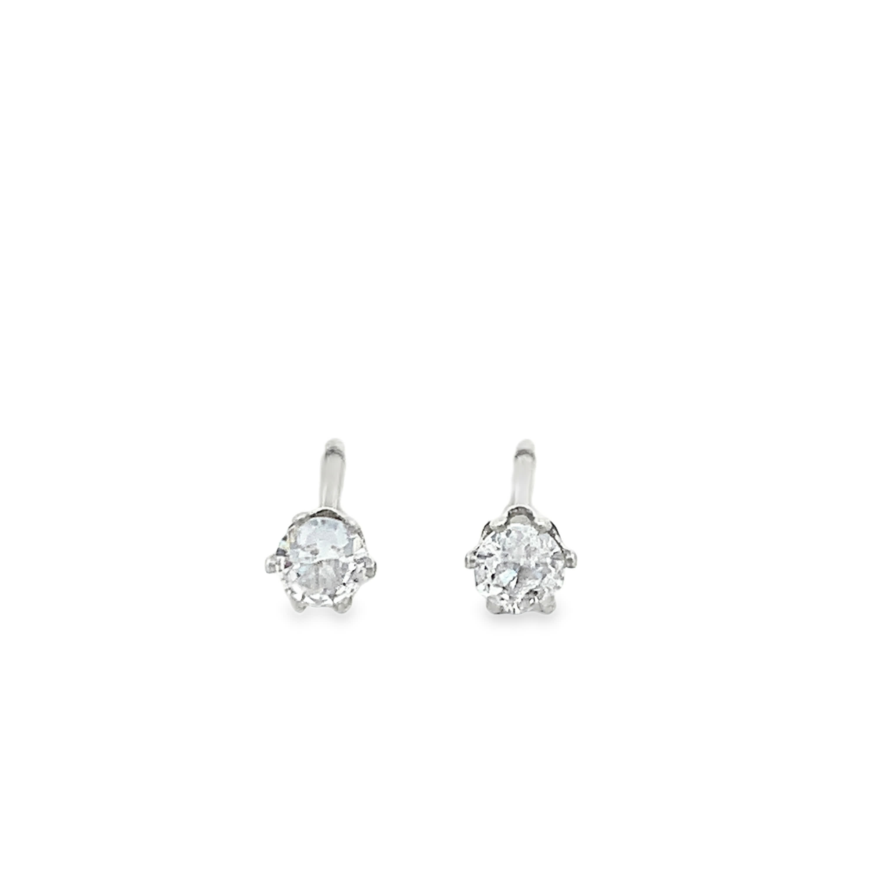 Kolczyki sztyfty z posrebrzanego metalu z błyszczącymi kamieniami ozdobnymi