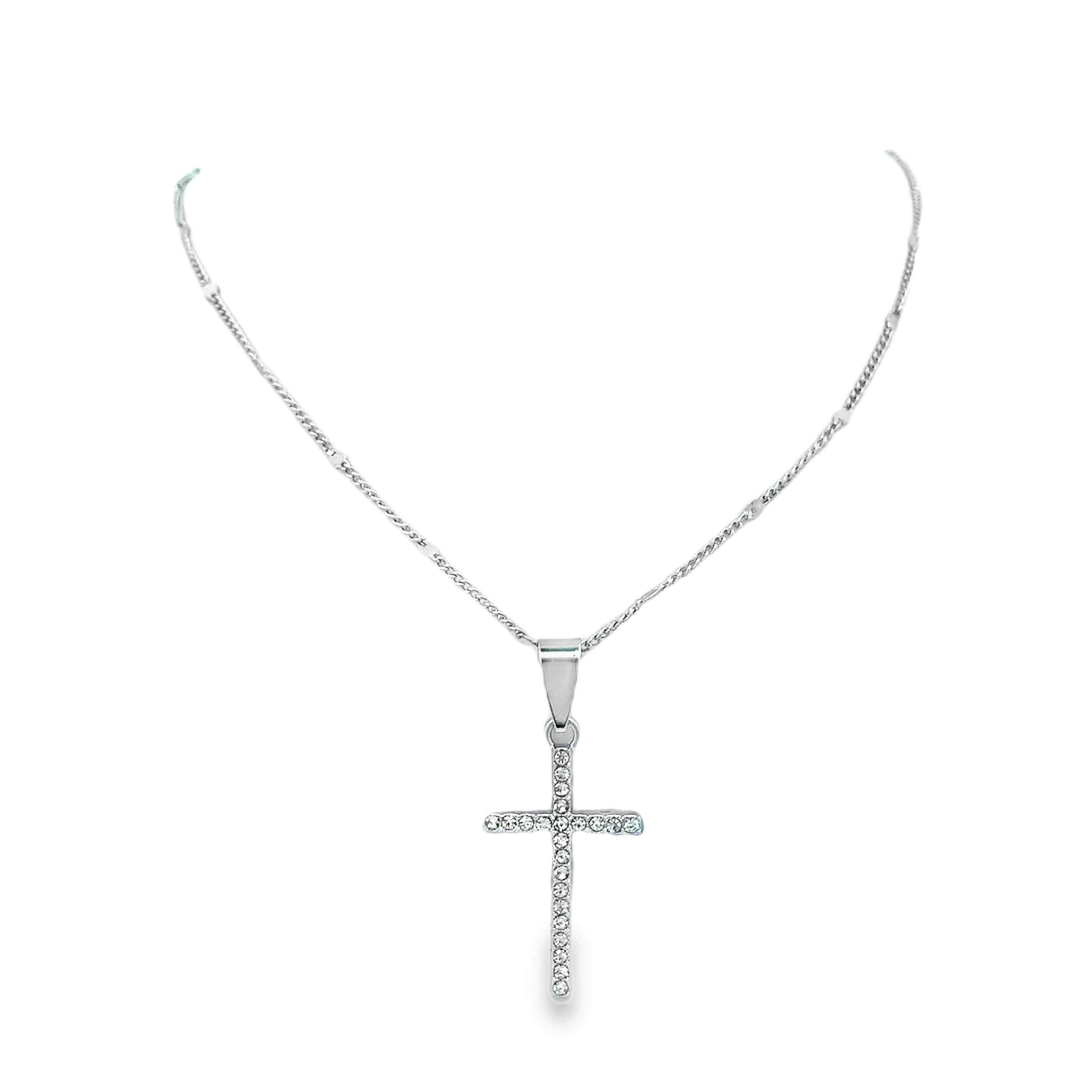 Diamond Cross Pendant Necklace in 14k White Gold