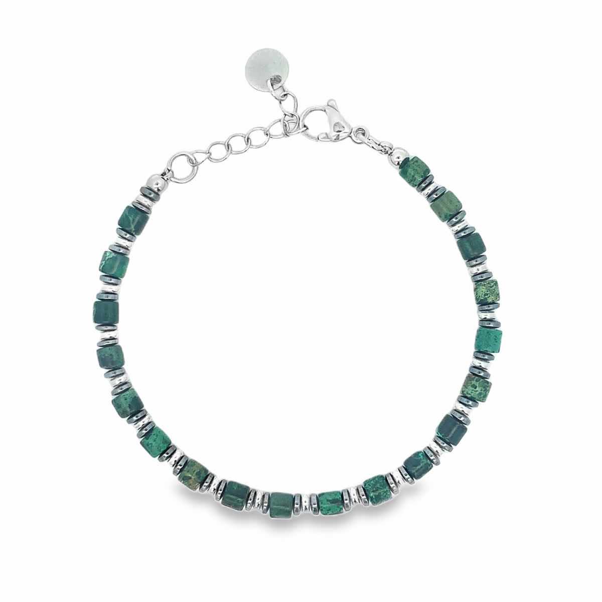 Bransoletka Emerald Royale - Jaspis Cesarski, Hematyt, Stal Szlachetna