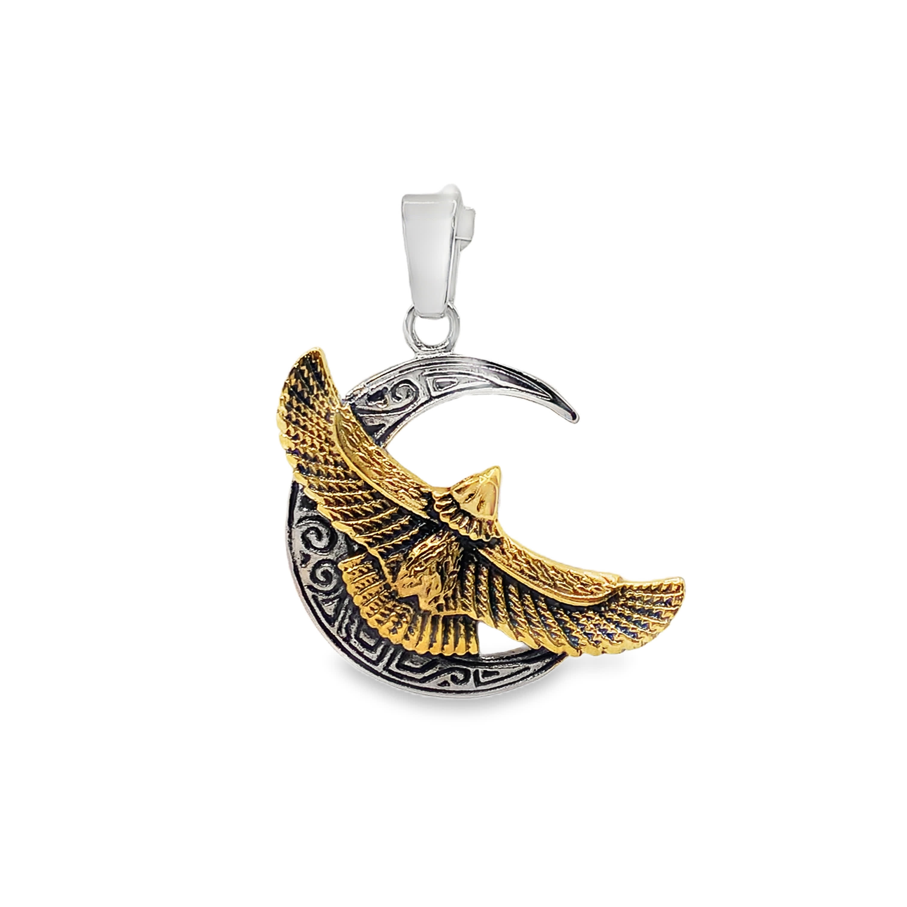 Wisiorek z półksiężycem z akcentem ptaka