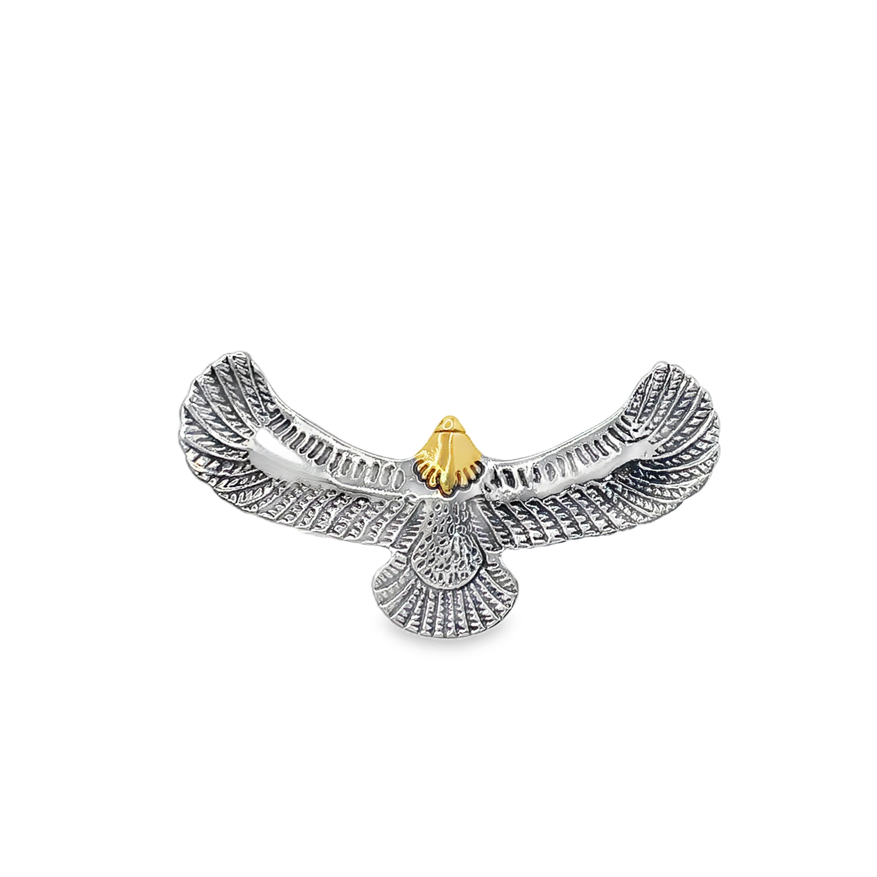 Metalowa broszka z orłem z akcentem