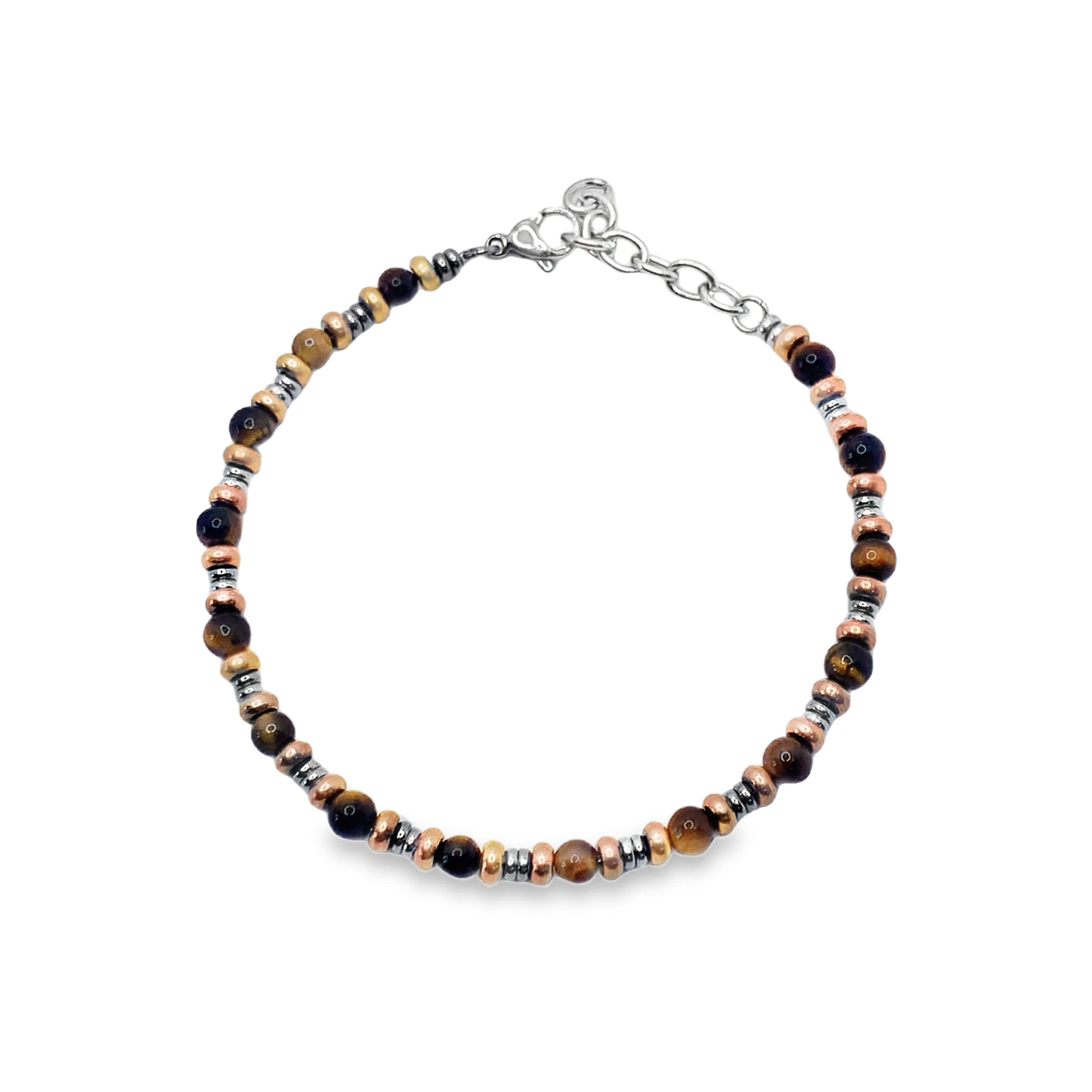 Metalowa bransoletka z koralików z kaboszonami żółtopomarańczowego agatu