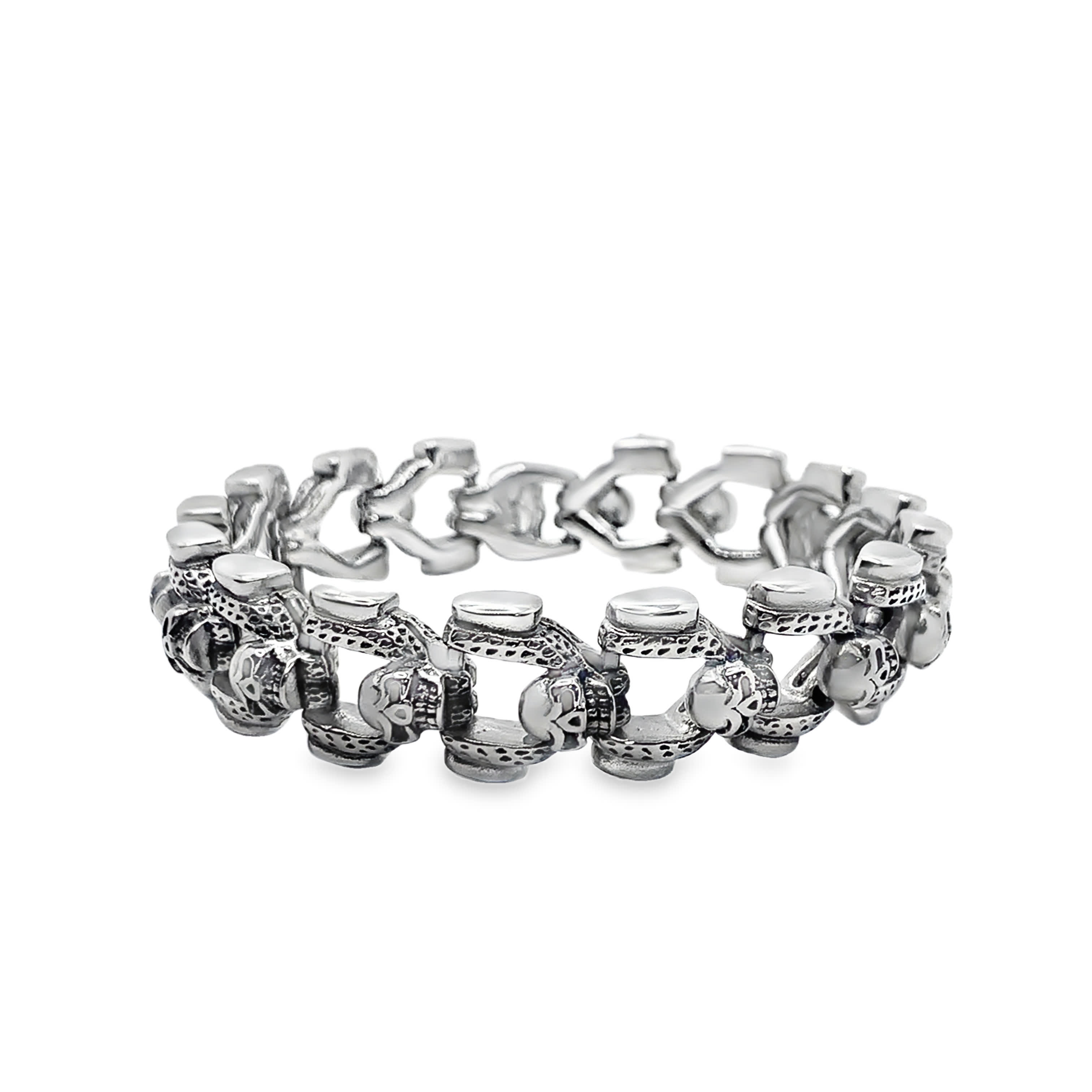 Rzeźbiona metalowa bransoletka łańcuszkowa z dekoracyjnymi zdobieniami