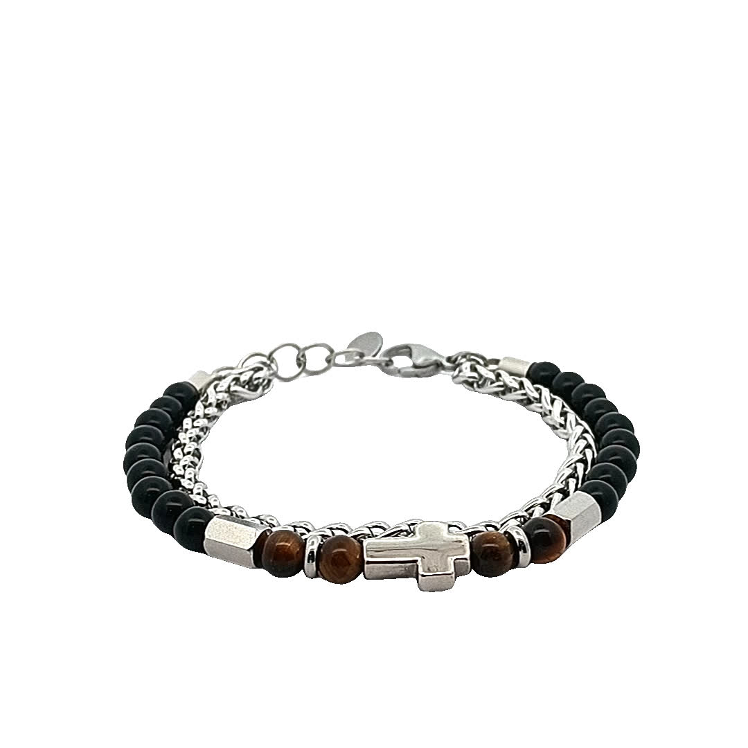 Stylowa bransoletka z koralików z krzyżem