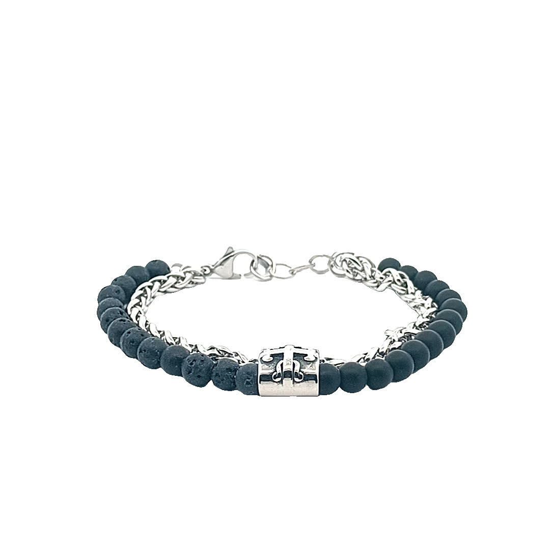 Stylowa bransoletka w kolorze czarno-posrebrzanym