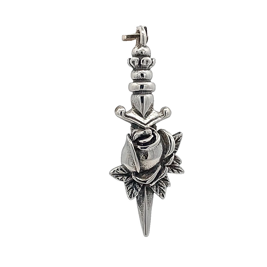 Elegancki posrebrzany wisiorek różany