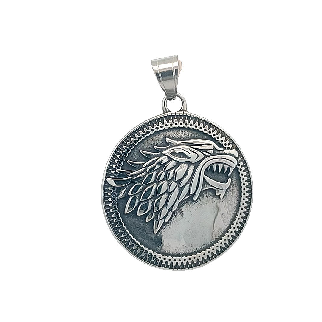 Posrebrzany wisior wilk