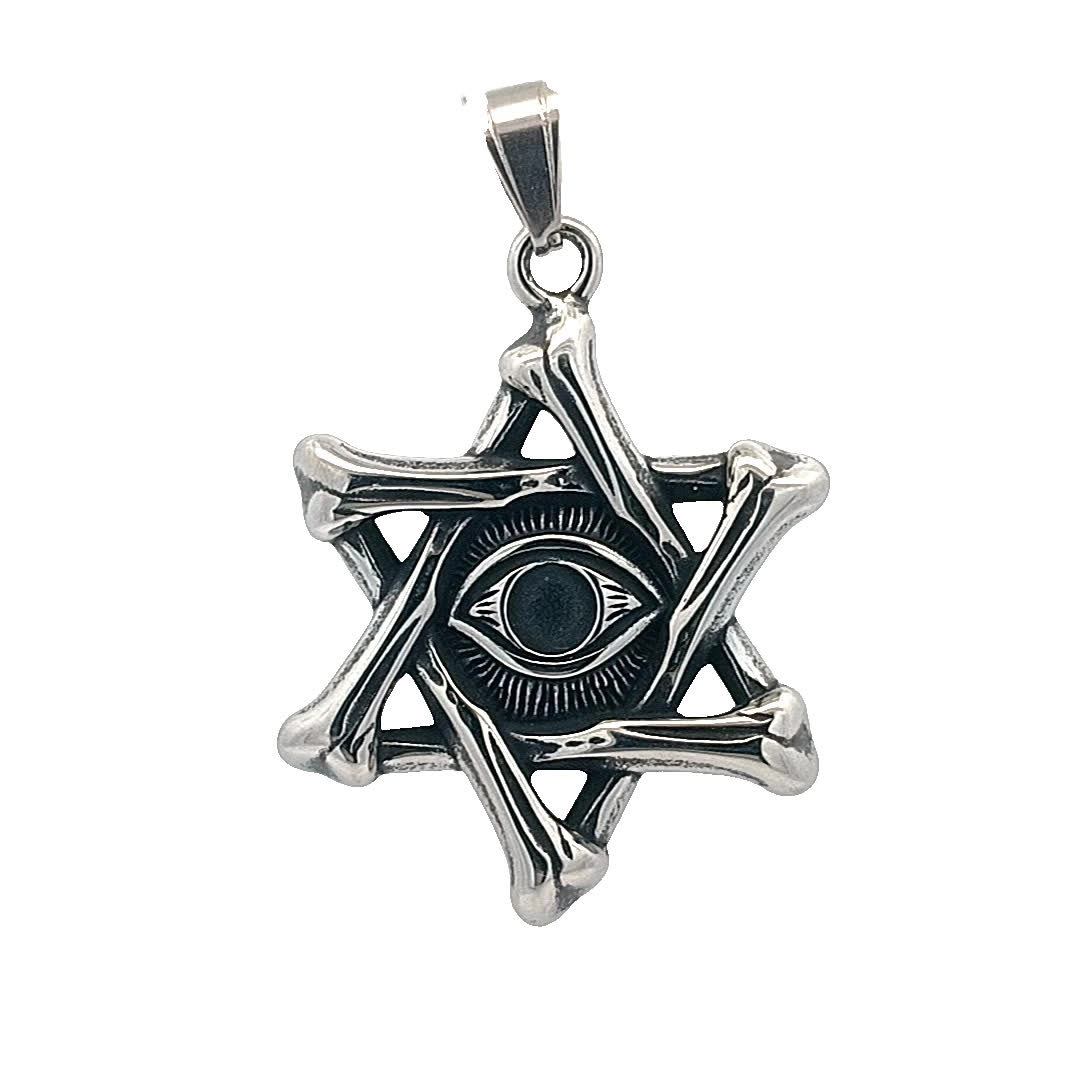 Skomplikowany posrebrzany wisiorek gwiazda