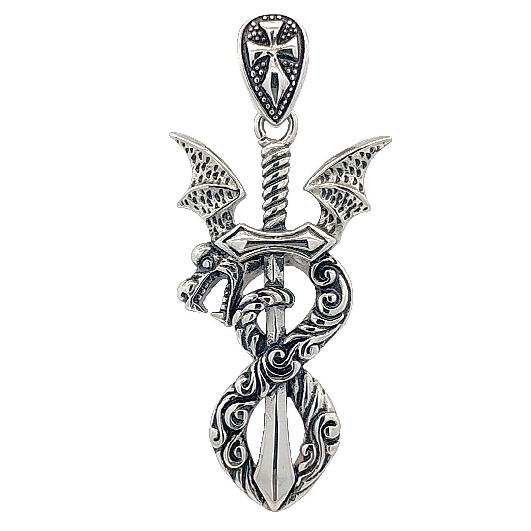 Skomplikowany wisiorek w kształcie miecza smoka