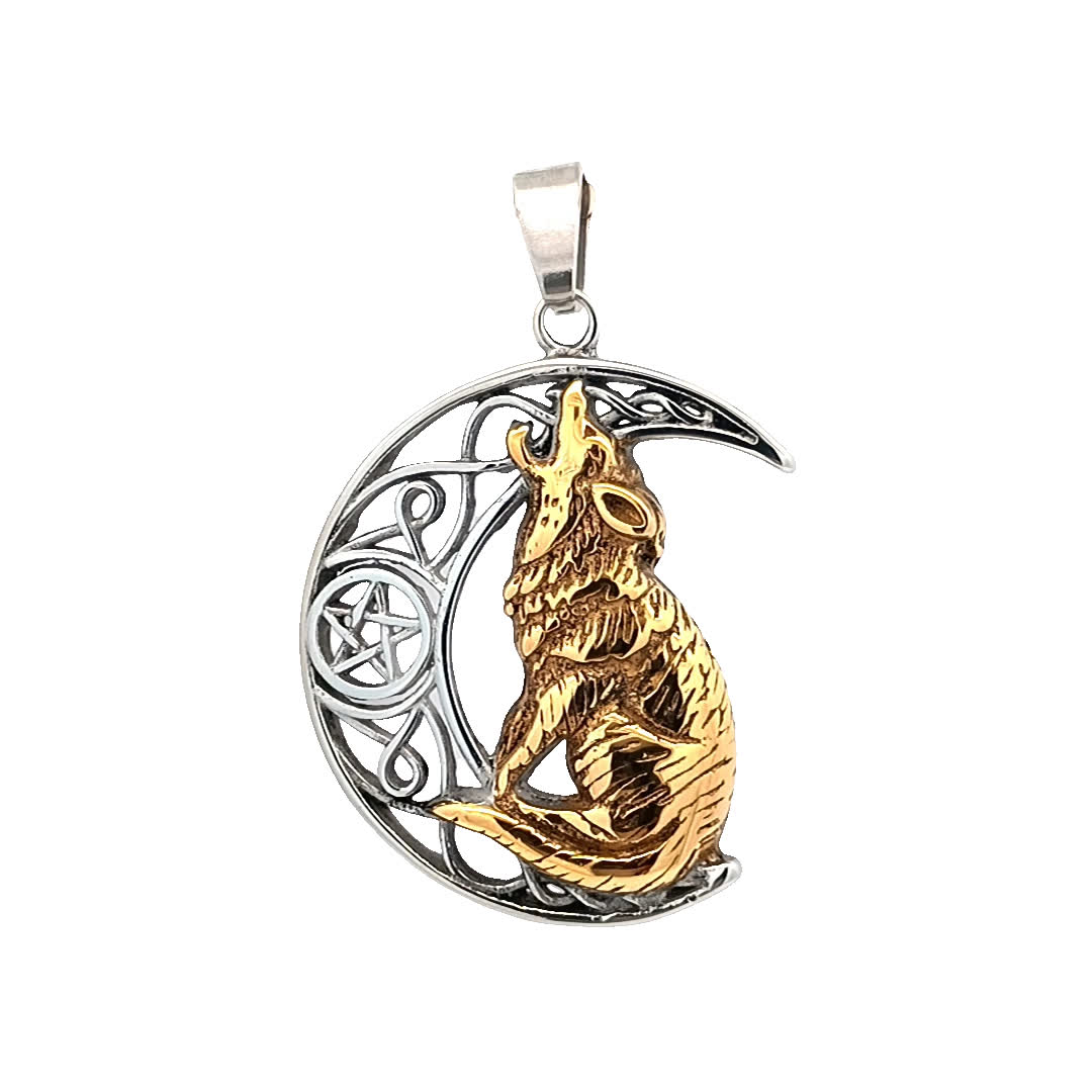 Elegancki wisior w kształcie wilka w kształcie księżyca