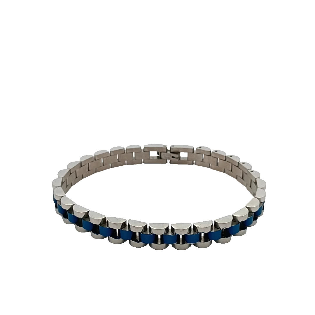 Stylowa bransoletka w kolorze niebiesko-posrebrzanym