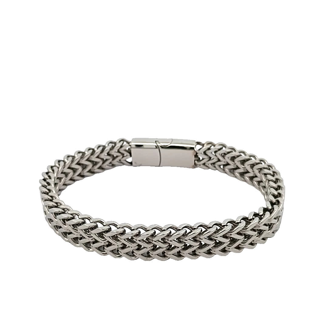 Elegancka posrebrzana pleciona bransoletka