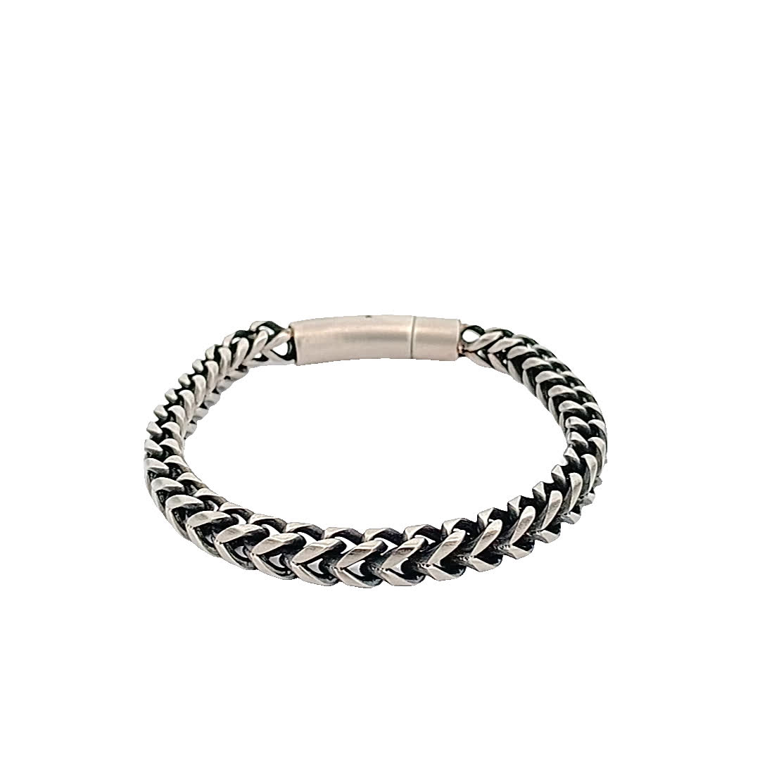 Stylowa bransoletka w kolorze czarno-posrebrzanym