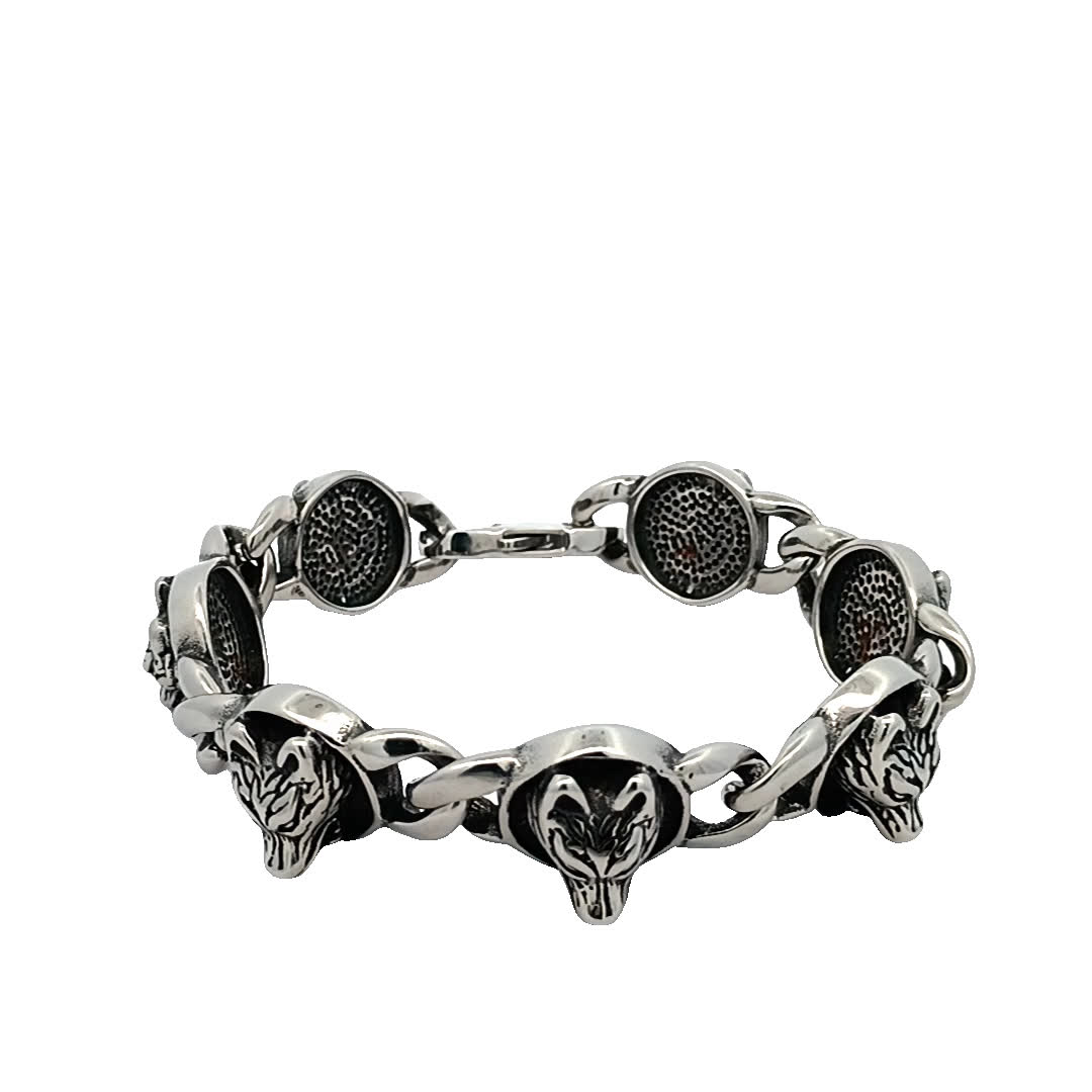 Stylowa posrebrzana bransoletka z głową zwierzęcia
